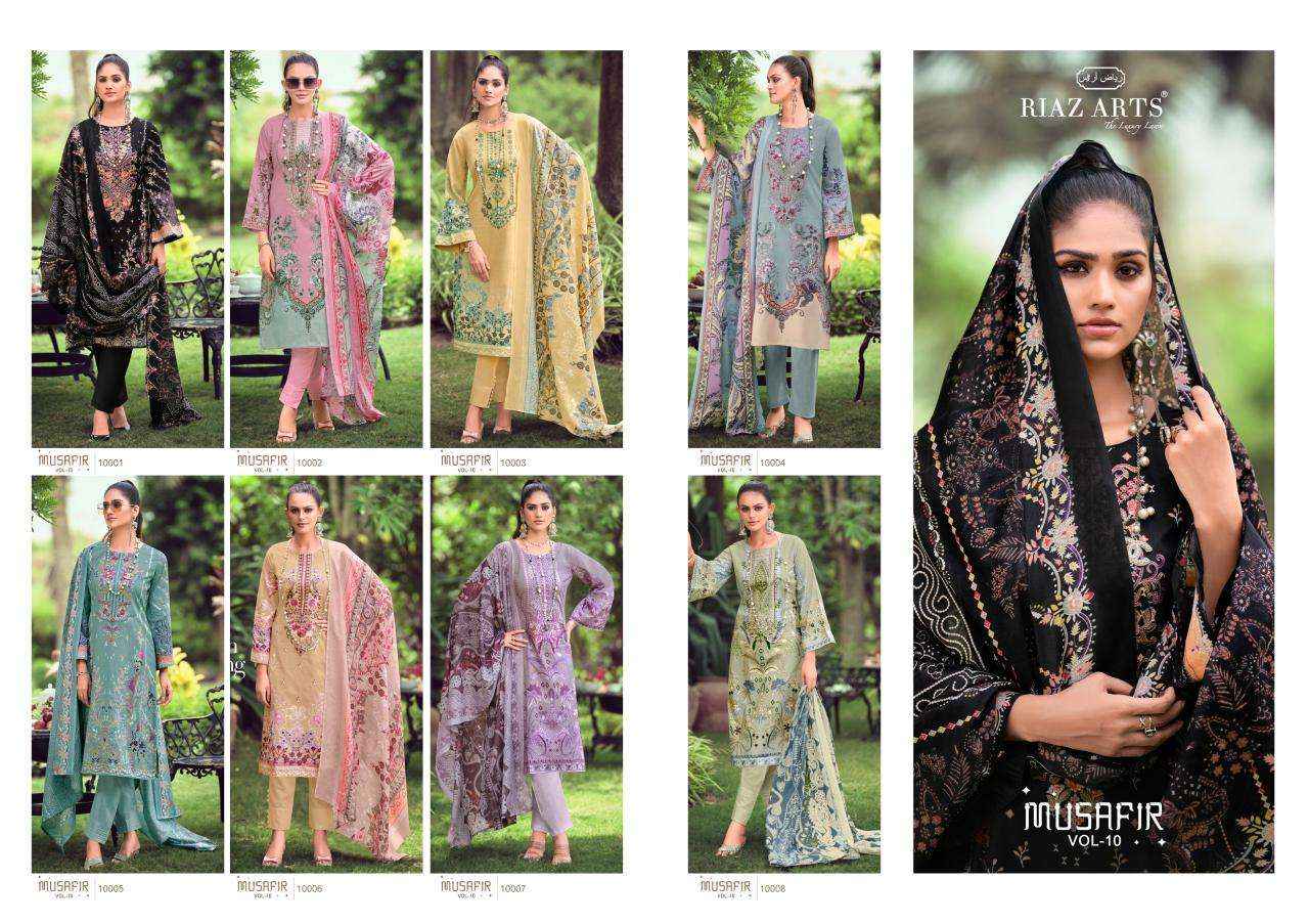 RIAZ ARTS MUSAFIR VOL 10 LAWN COTTON DIGITAL PRINT SUIT ( 8 PCS CATALOG )