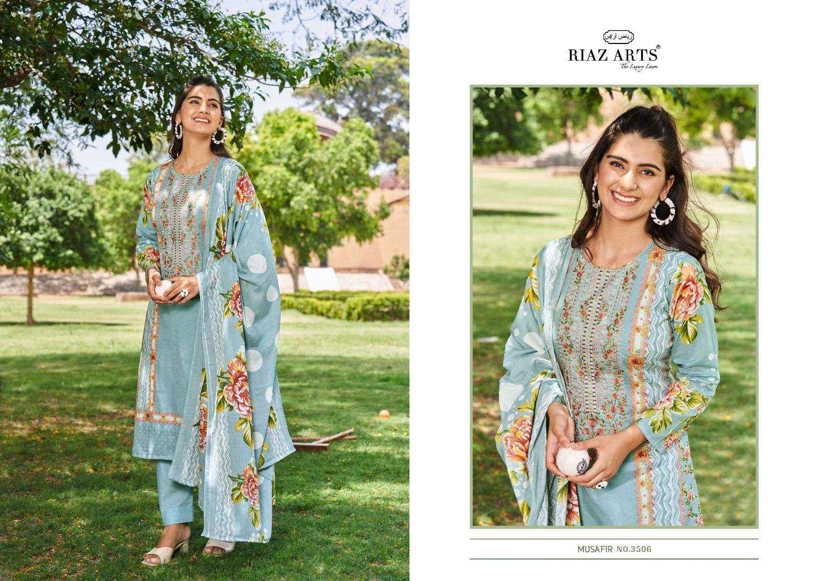 RIAZ ARTS MUSAFIR VOL 8 LAWN COTTON PAKISTANI SUITS ( 6 PCS CATALOG )