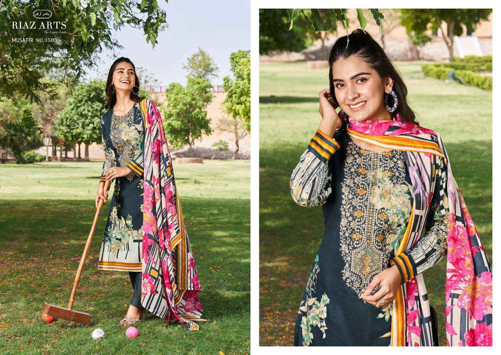 RIAZ ARTS MUSAFIR VOL 8 LAWN COTTON PAKISTANI SUITS ( 6 PCS CATALOG )