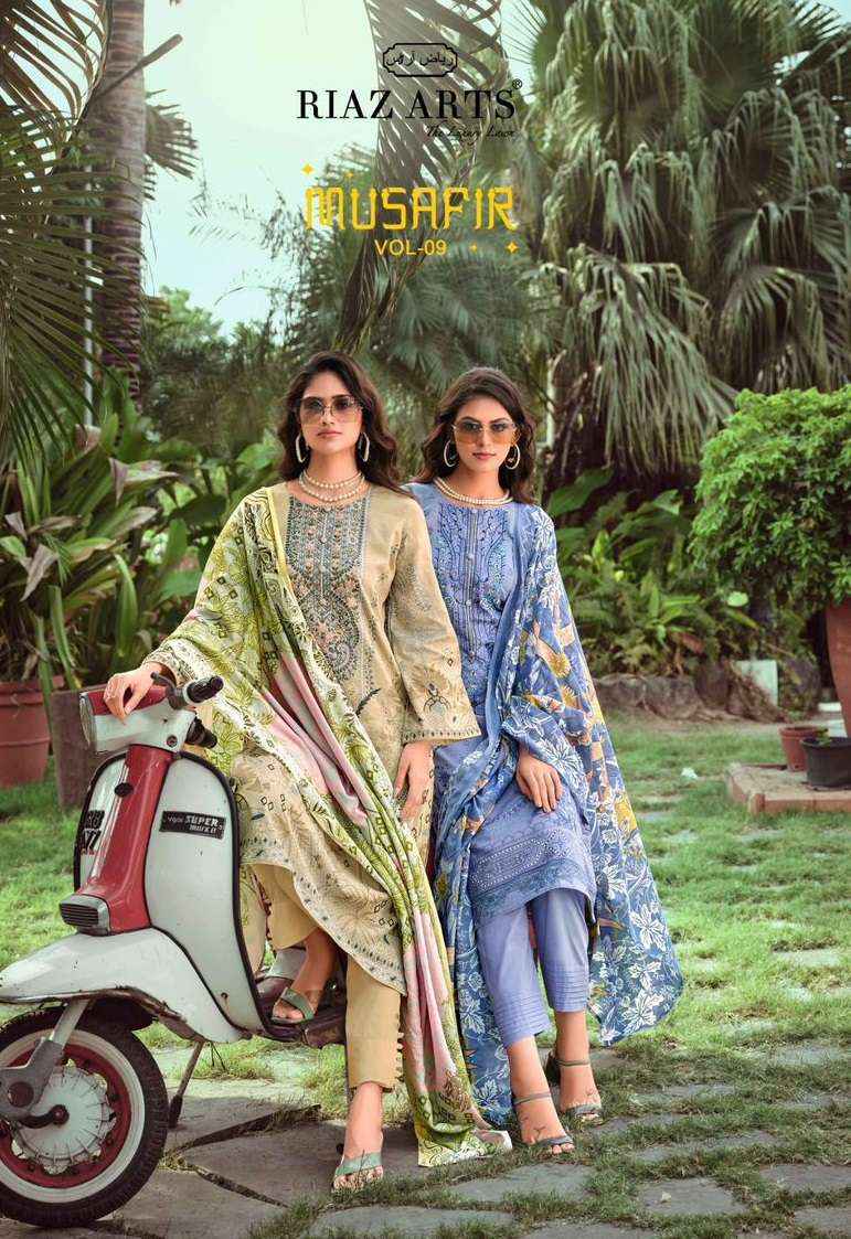 RIAZ ARTS MUSAFIR VOL 9 LAWN COTTON DIGITAL PRINTS SALWAR SUIT ( 6 PCS CATALOG )