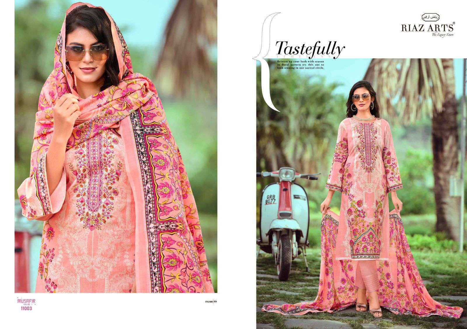 RIAZ ARTS MUSAFIR VOL 9 LAWN COTTON DIGITAL PRINTS SALWAR SUIT ( 6 PCS CATALOG )