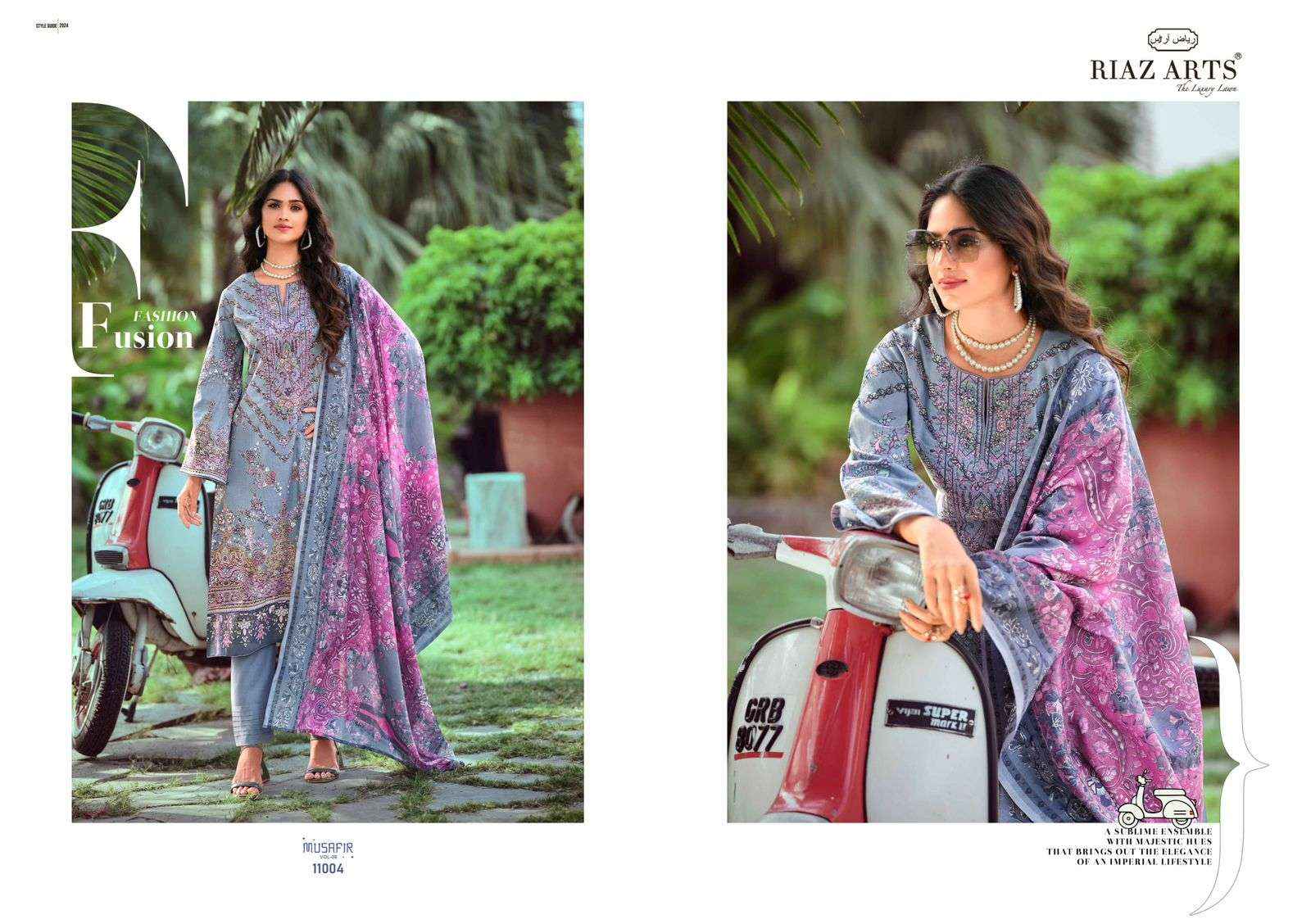 RIAZ ARTS MUSAFIR VOL 9 LAWN COTTON DIGITAL PRINTS SALWAR SUIT ( 6 PCS CATALOG )