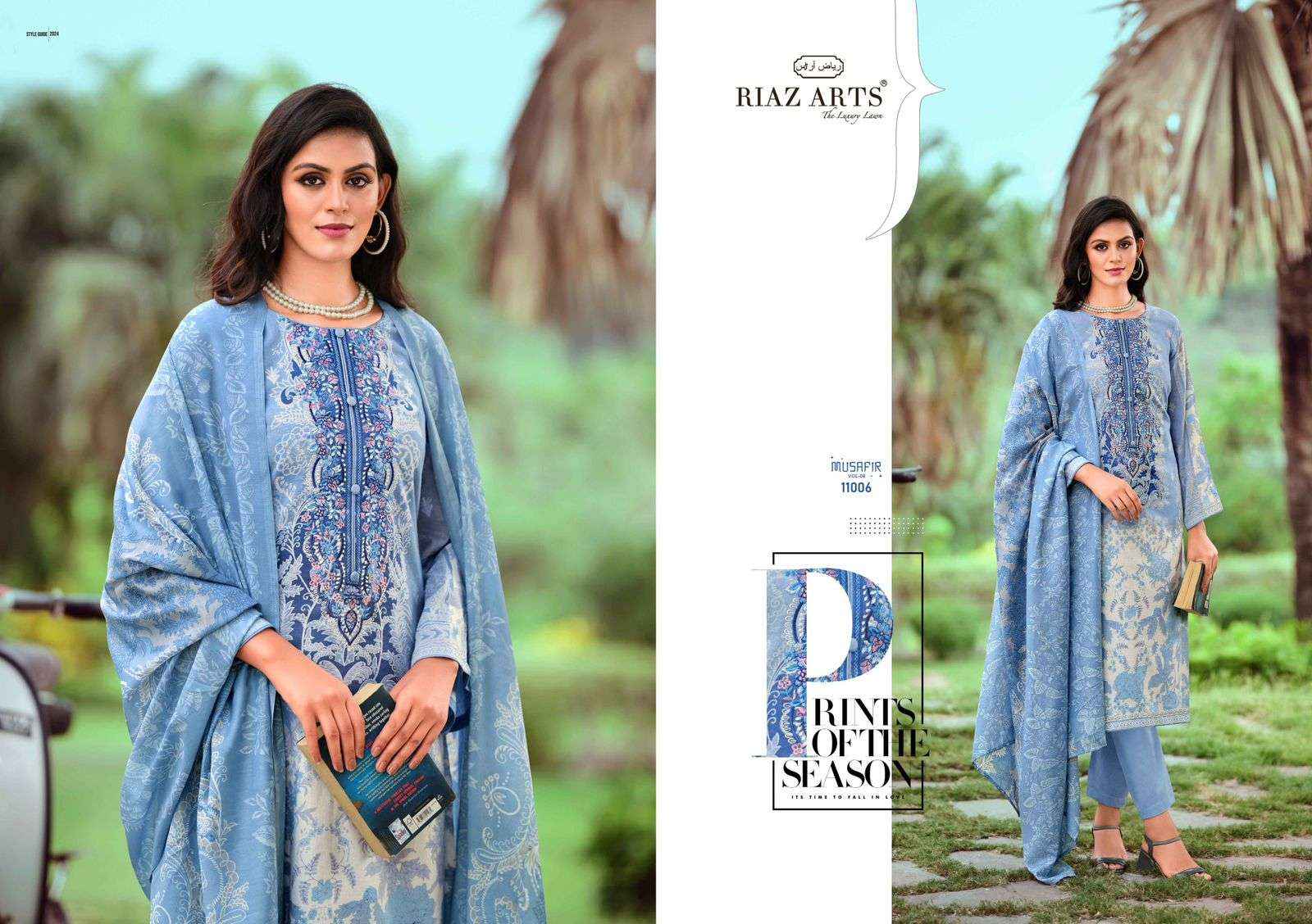 RIAZ ARTS MUSAFIR VOL 9 LAWN COTTON DIGITAL PRINTS SALWAR SUIT ( 6 PCS CATALOG )