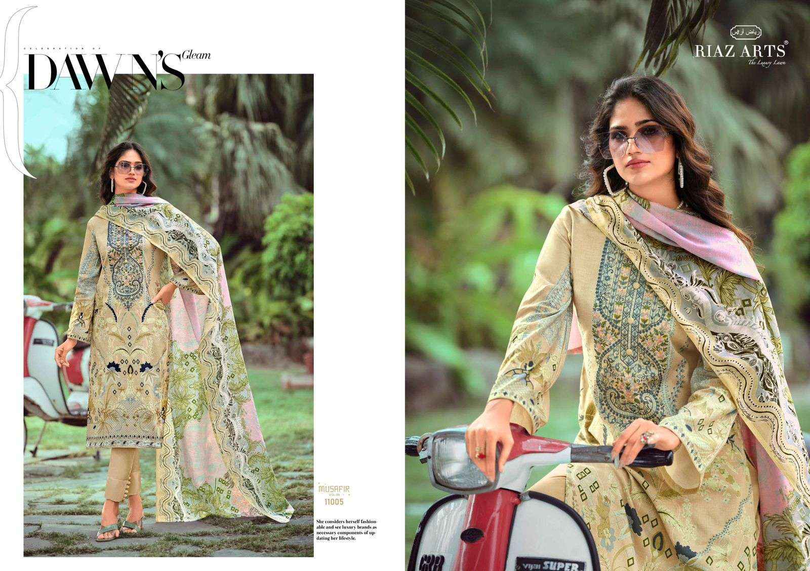 RIAZ ARTS MUSAFIR VOL 9 LAWN COTTON DIGITAL PRINTS SALWAR SUIT ( 6 PCS CATALOG )