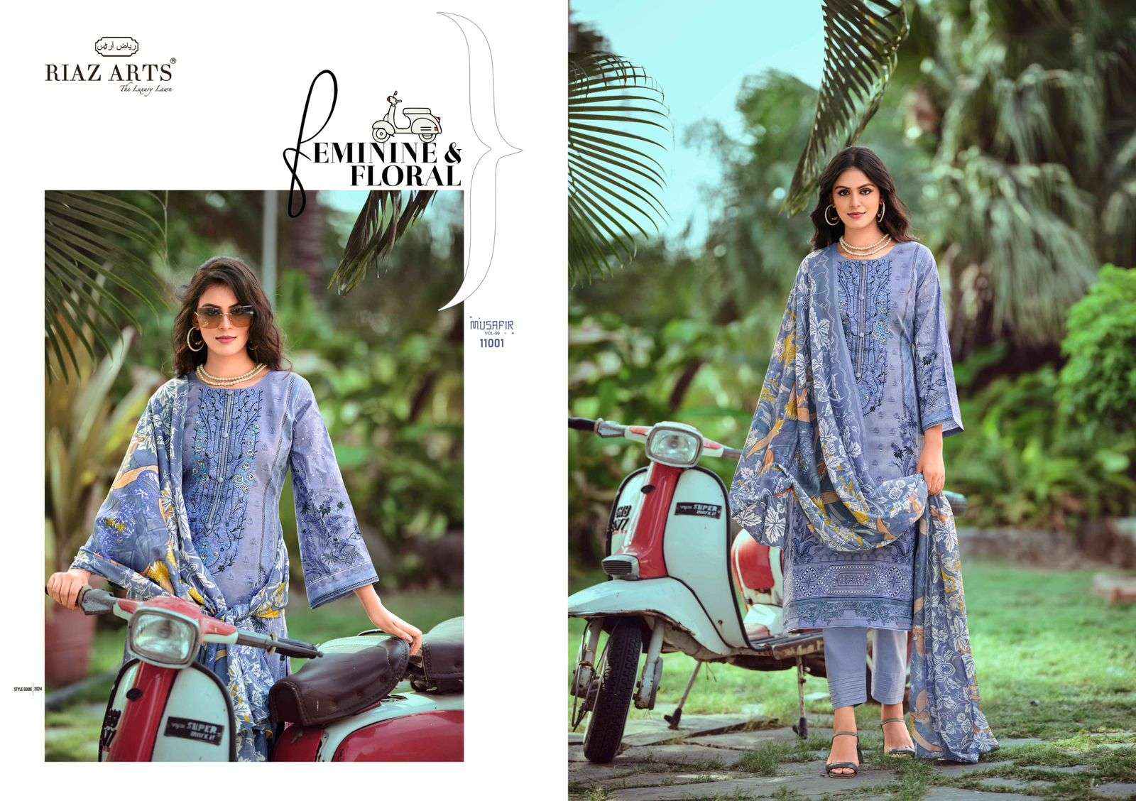 RIAZ ARTS MUSAFIR VOL 9 LAWN COTTON DIGITAL PRINTS SALWAR SUIT ( 6 PCS CATALOG )