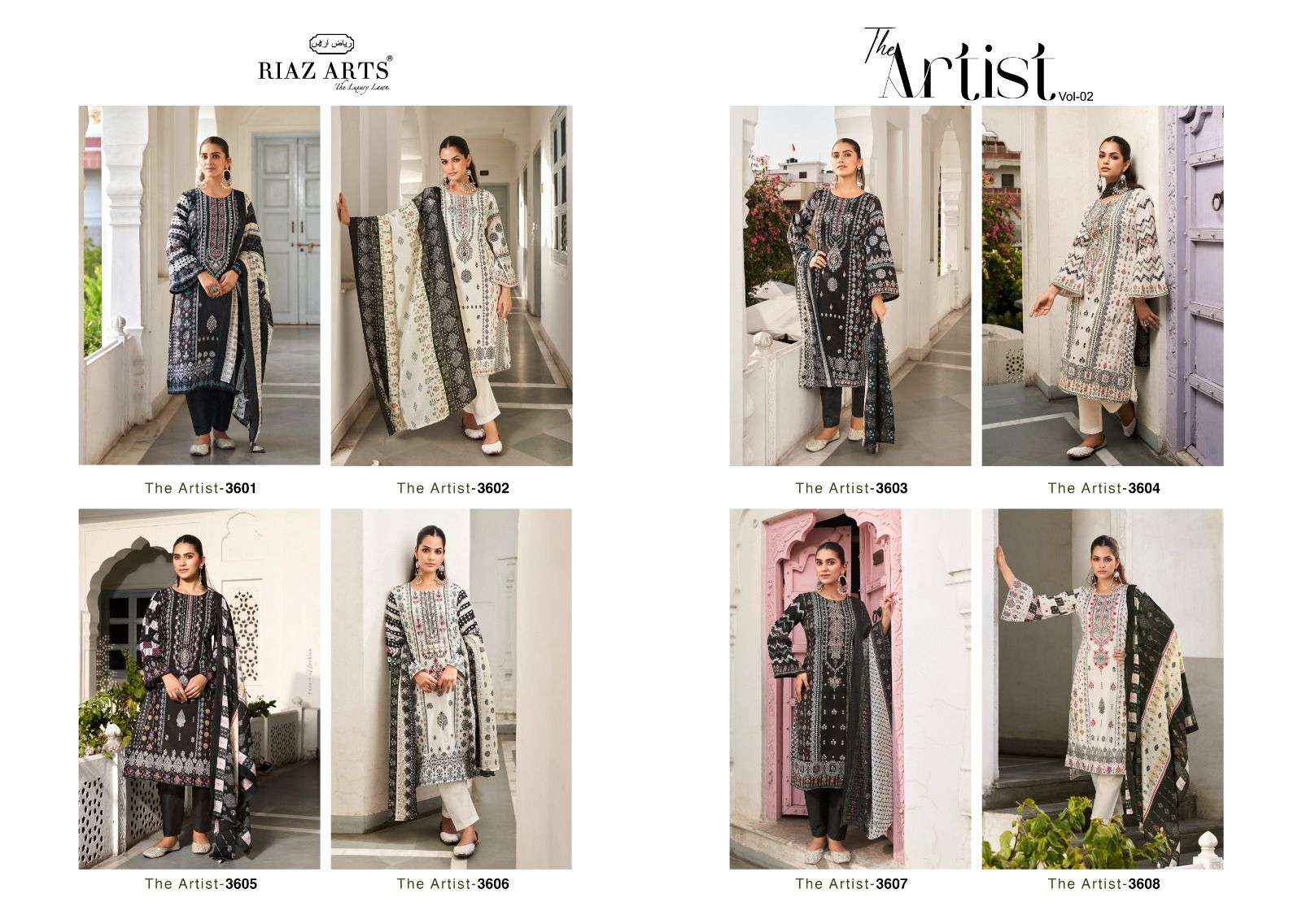 RIAZ ARTS THE ARTIST VOL 2 LAWN COTTON DESIGNER SUITS ( 8 PCS CATALOG )