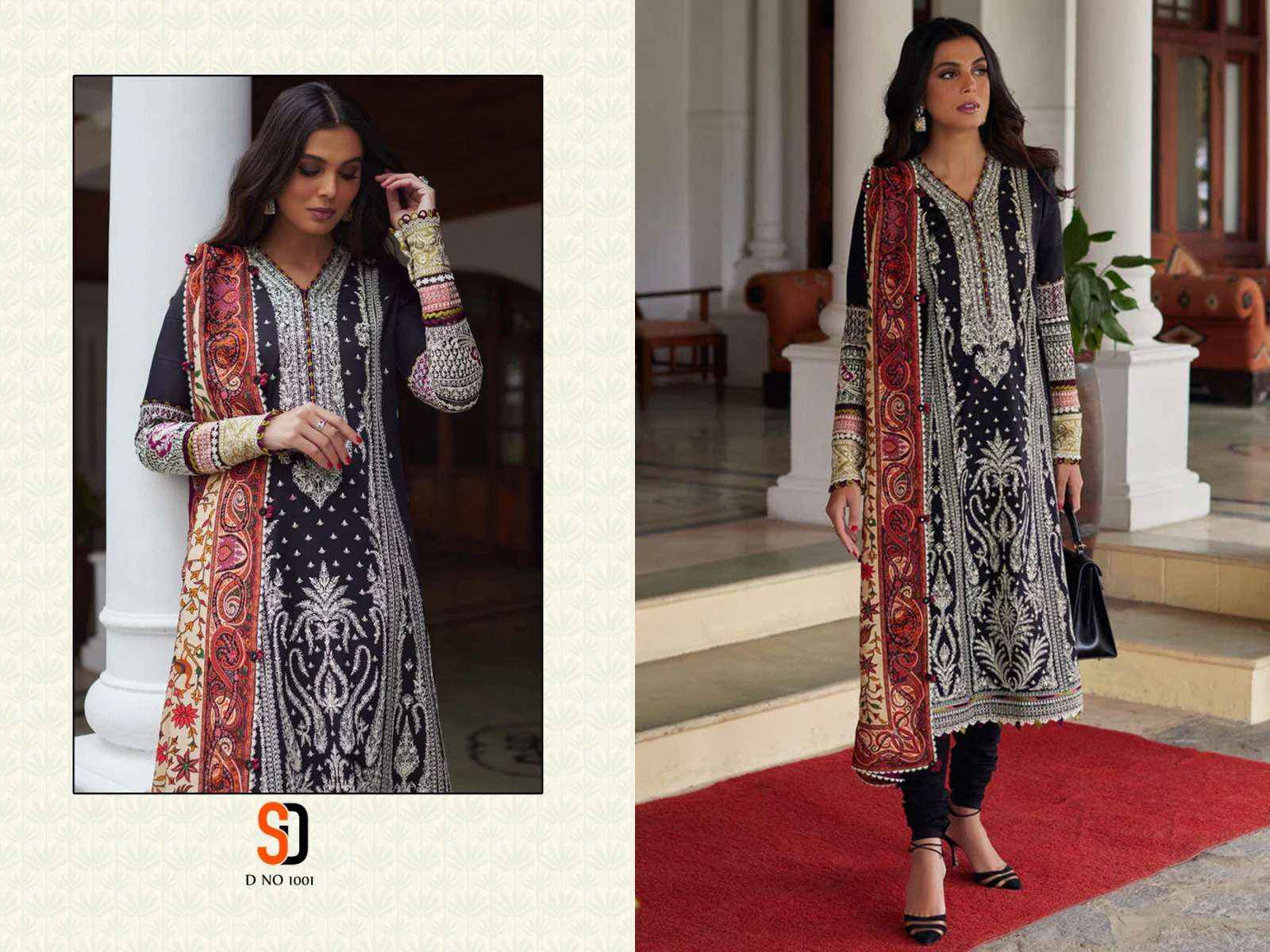 SHRADDHA DESIGNER CRIMSON BLACK COLLECTION COTTON EMBROIDERED SUIT ( 4 PCS CATALOG )