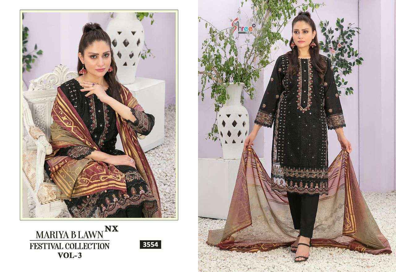 Shree Fabs Mariya B Lawn Festival Collection Vol 3 Nx Cotton Pakistani Dress Suppliers (4 pcs catalog ) chiffon dupatta