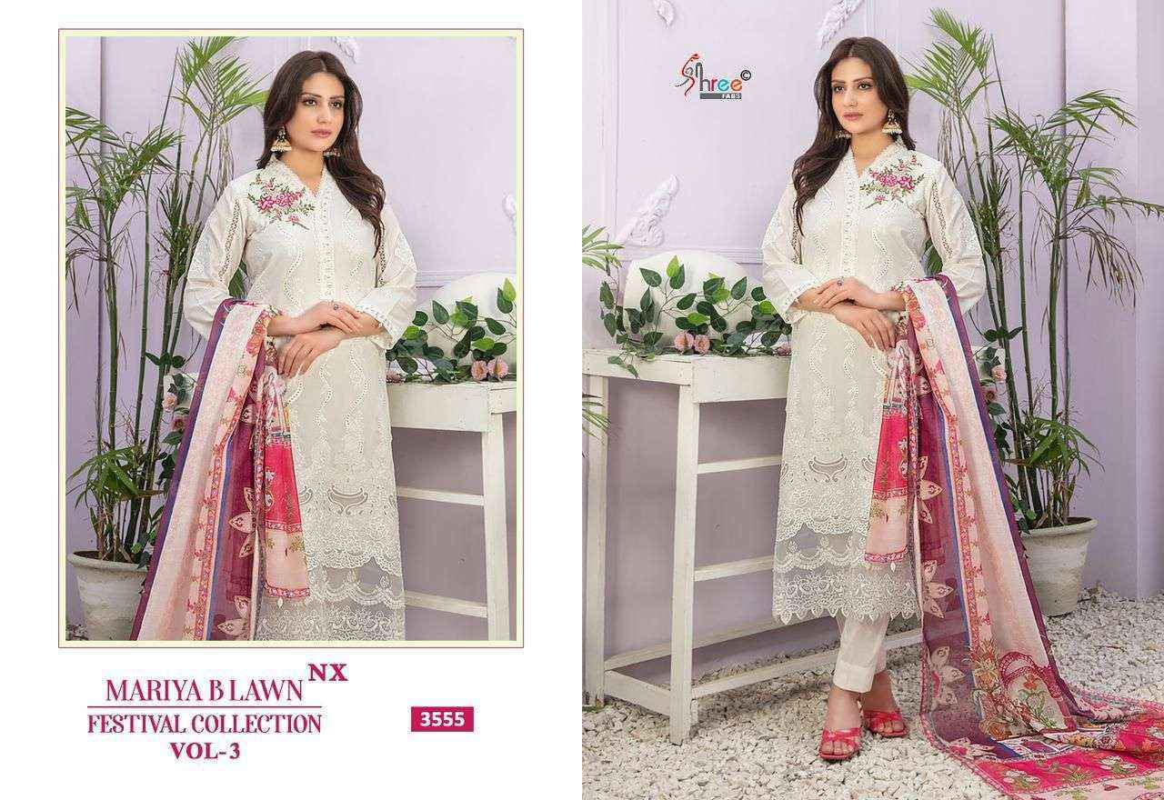 Shree Fabs Mariya B Lawn Festival Collection Vol 3 Nx Cotton Pakistani Dress Suppliers (4 pcs catalog ) chiffon dupatta