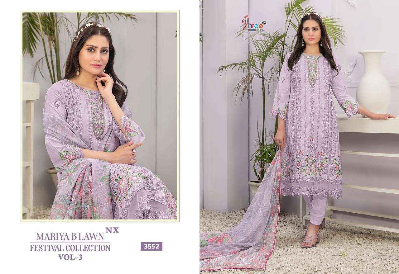 Shree Fabs Mariya B Lawn Festival Collection Vol 3 Nx Cotton Pakistani Dress Suppliers (4 pcs catalog ) chiffon dupatta