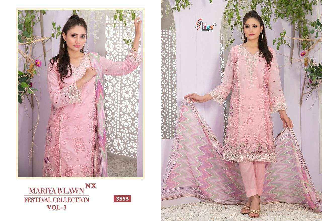 Shree Fabs Mariya B Lawn Festival Collection Vol 3 Nx Cotton Pakistani Dress Suppliers (4 pcs catalog ) chiffon dupatta