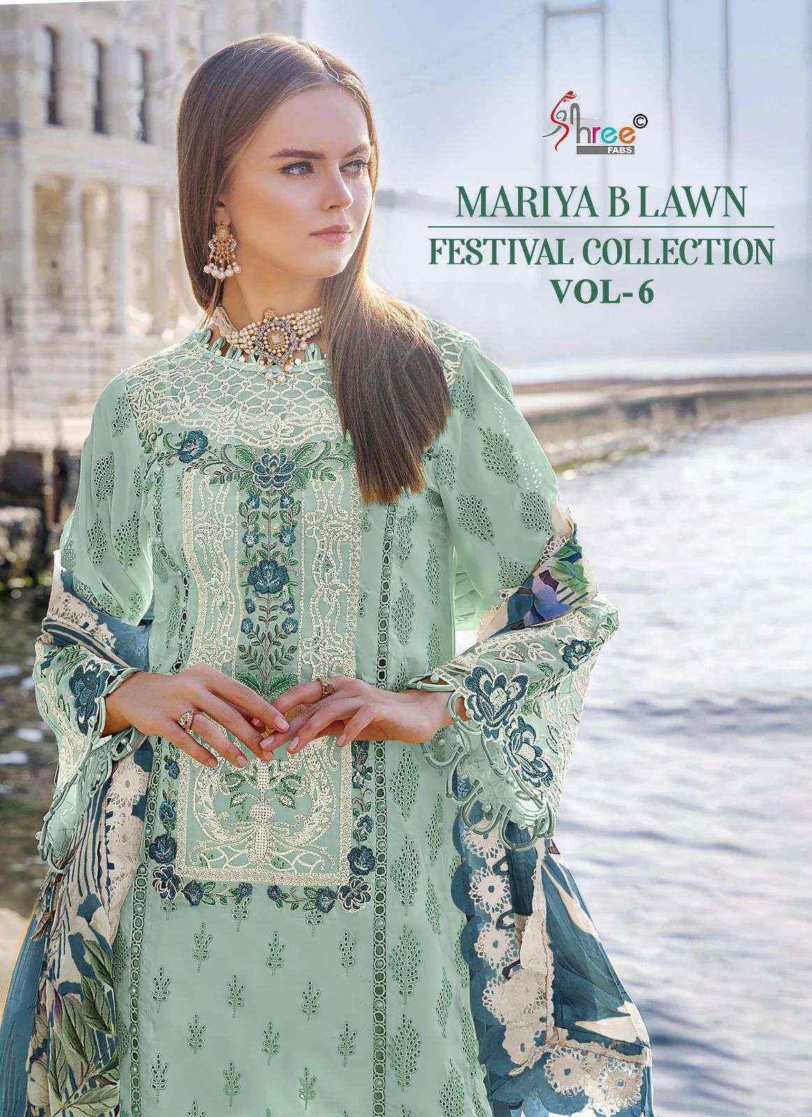 SHREE FABS MARIYA B LAWN FESTIVAL COLLECTION VOL 6 DRESS MATERIAL ( 6 PCS CATALOG )