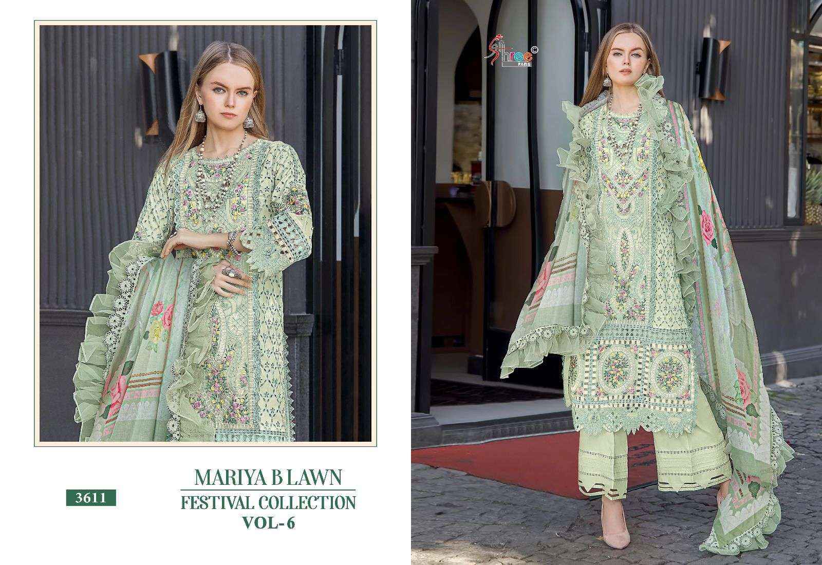 SHREE FABS MARIYA B LAWN FESTIVAL COLLECTION VOL 6 DRESS MATERIAL ( 6 PCS CATALOG )