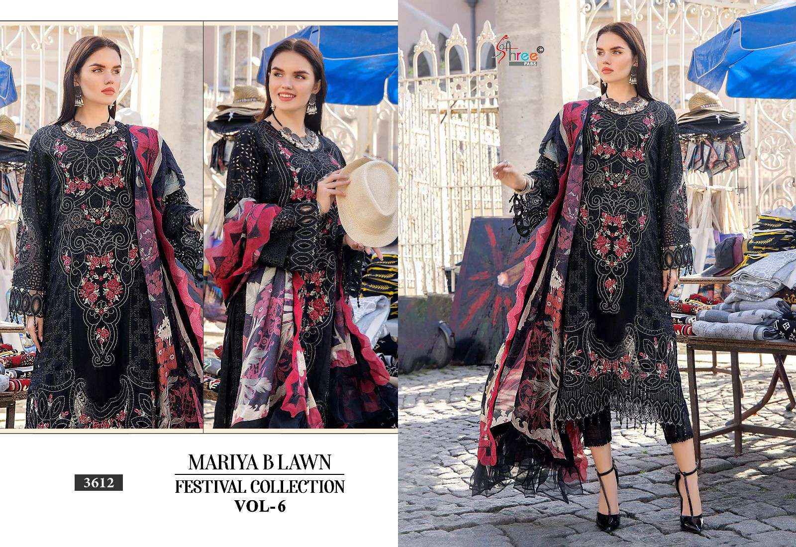 SHREE FABS MARIYA B LAWN FESTIVAL COLLECTION VOL 6 DRESS MATERIAL ( 6 PCS CATALOG )