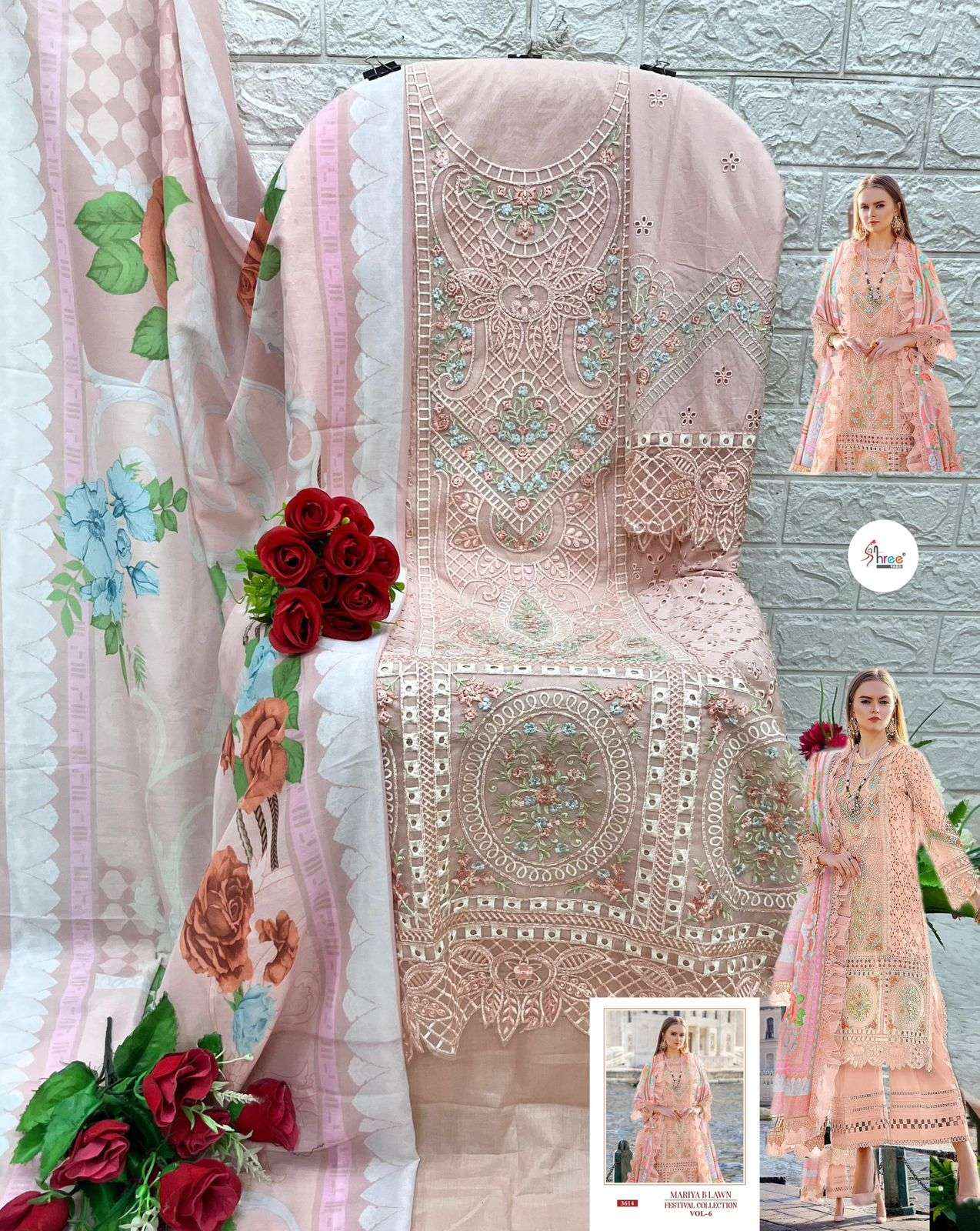 SHREE FABS MARIYA B LAWN FESTIVAL COLLECTION VOL 6 DRESS MATERIAL ( 6 PCS CATALOG )