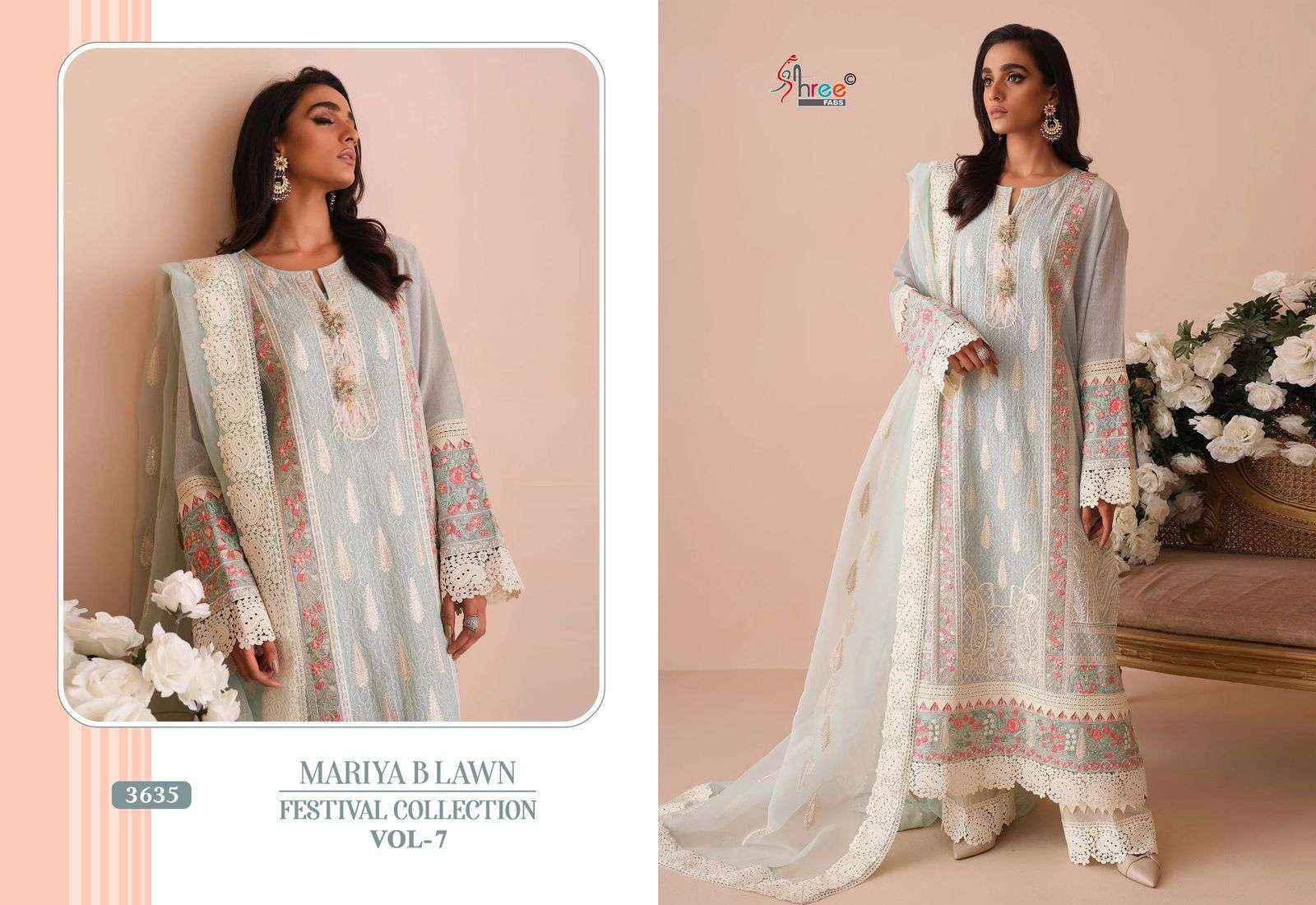 SHREE FABS MARIYA B LAWN FESTIVAL COLLECTION VOL 7 COTTON DESIGNER PAKISTANI SUIT ( 3 PCS CATALOG )