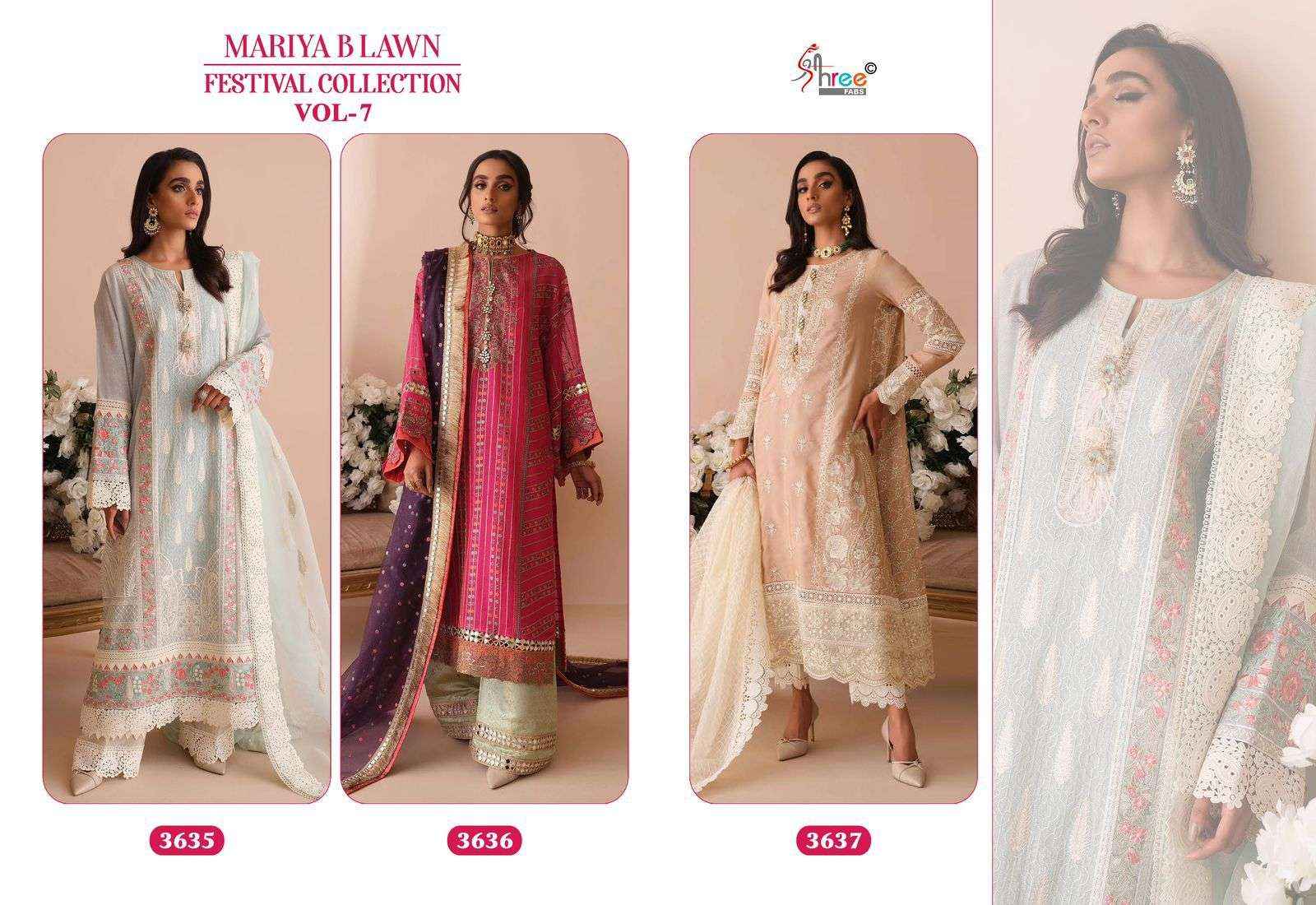 SHREE FABS MARIYA B LAWN FESTIVAL COLLECTION VOL 7 COTTON DESIGNER PAKISTANI SUIT ( 3 PCS CATALOG )