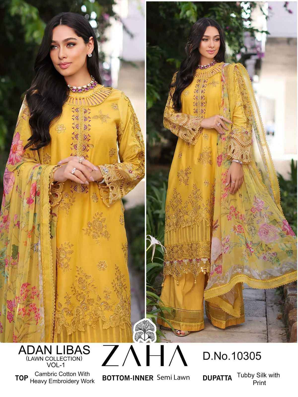 ZAHA ADAN LIBAS LAWN COLLECTION CAMBRIC COTTON PAKISTANI SALWAR SUIT ( 3PCS CATALOG )