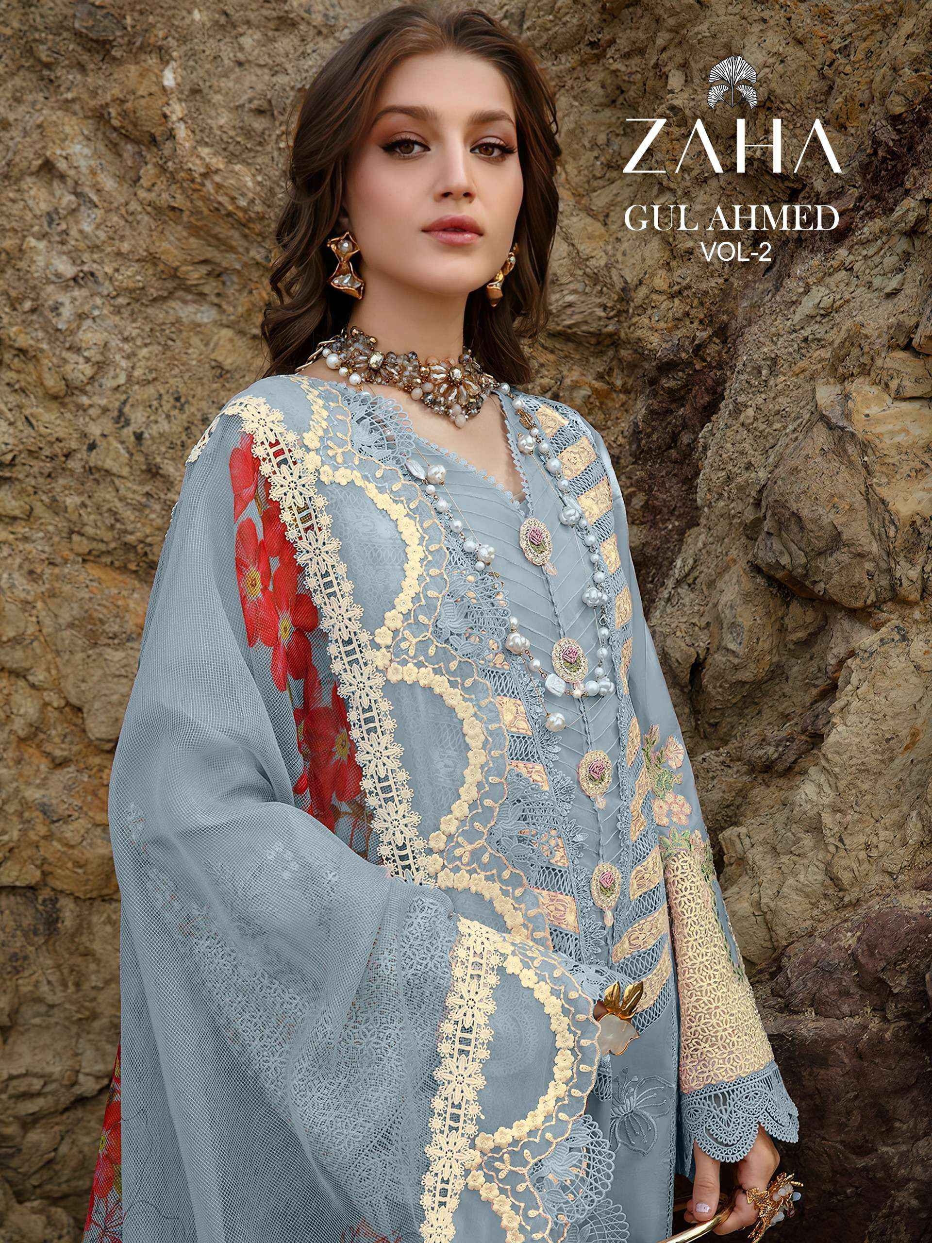 ZAHA GUL AHMED VOL 2 COTTON DESIGNER PAKISTANI SUIT ( 4 PCS CATALOG )