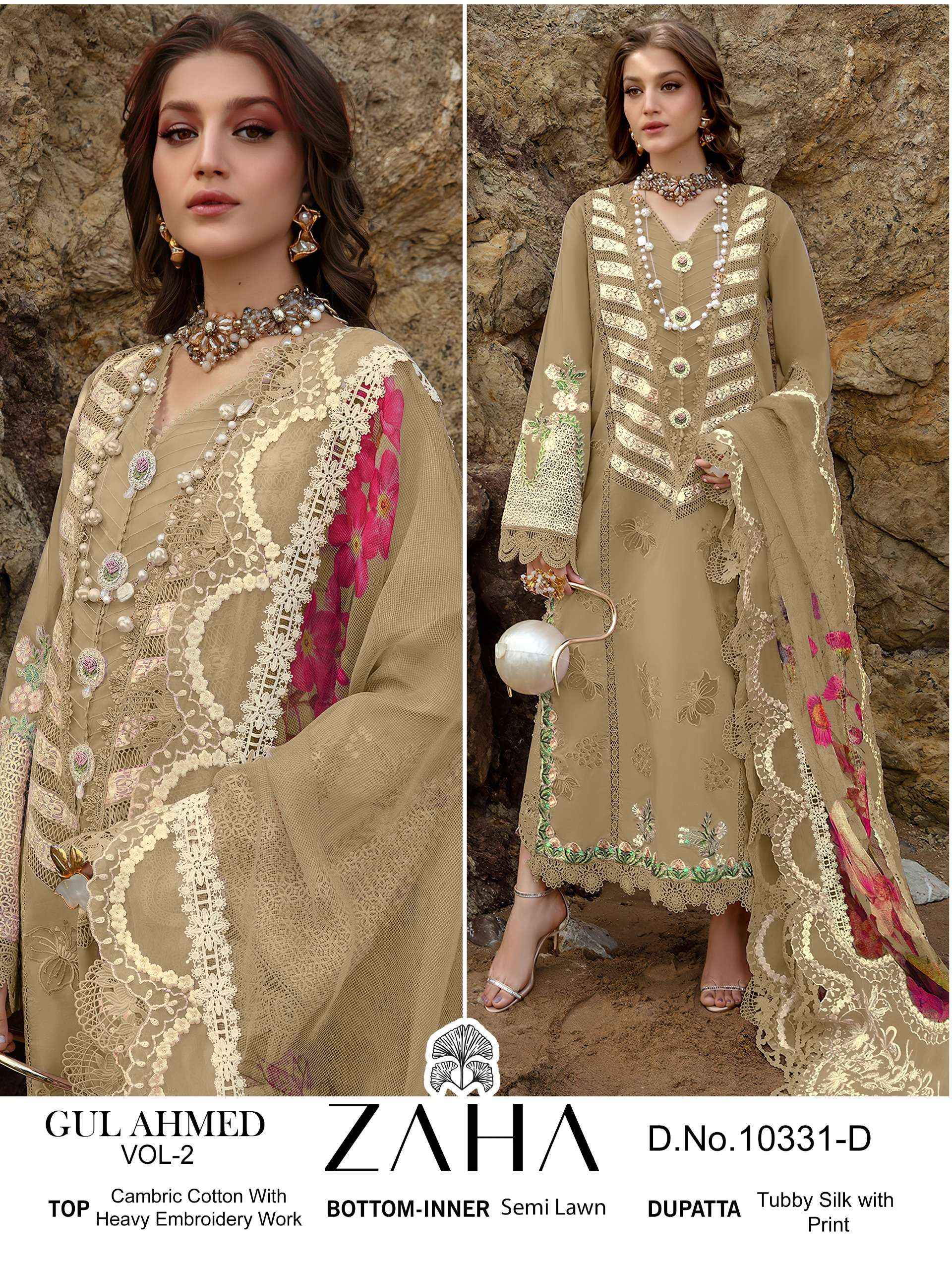 ZAHA GUL AHMED VOL 2 COTTON DESIGNER PAKISTANI SUIT ( 4 PCS CATALOG )