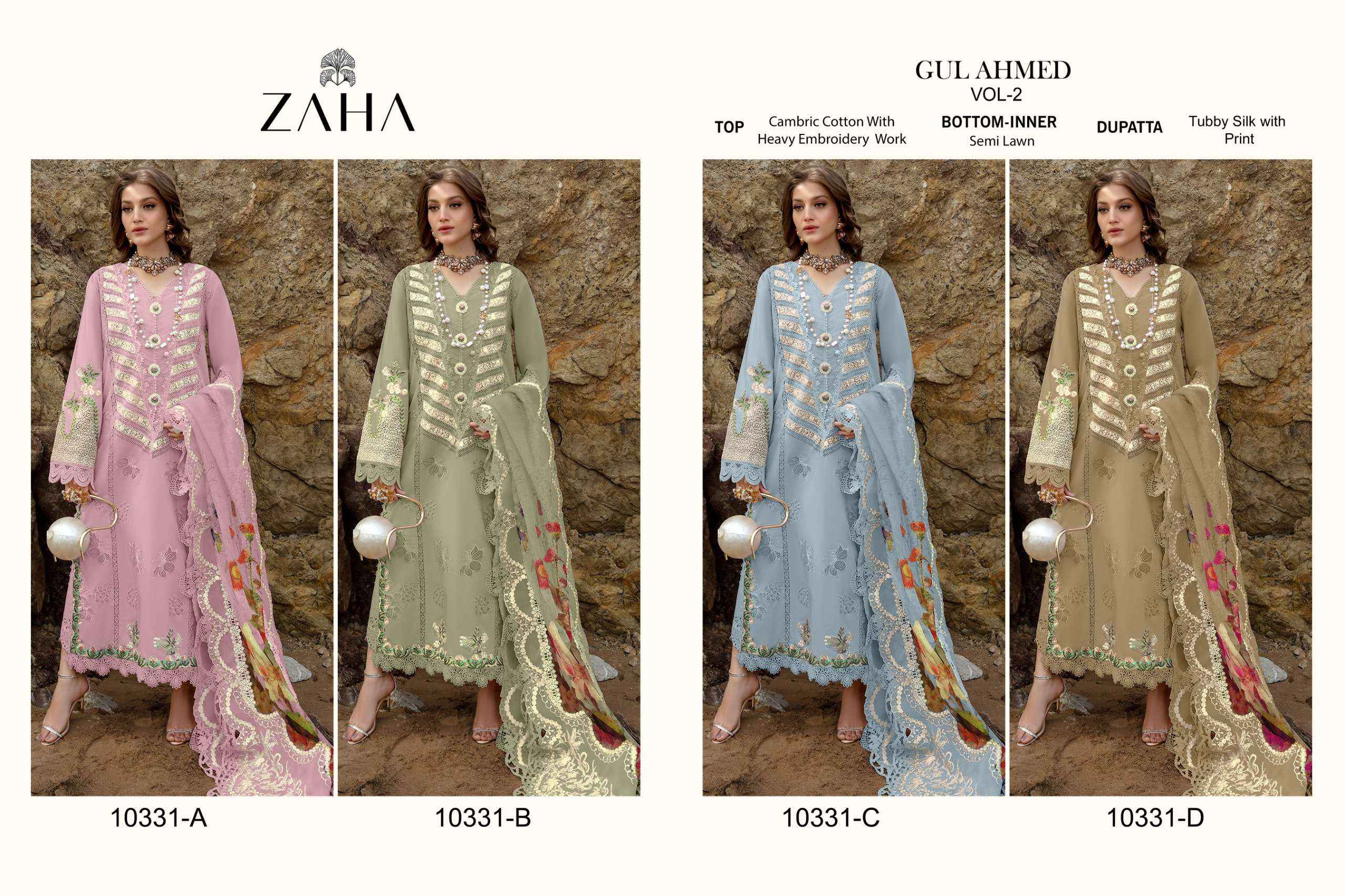 ZAHA GUL AHMED VOL 2 COTTON DESIGNER PAKISTANI SUIT ( 4 PCS CATALOG )