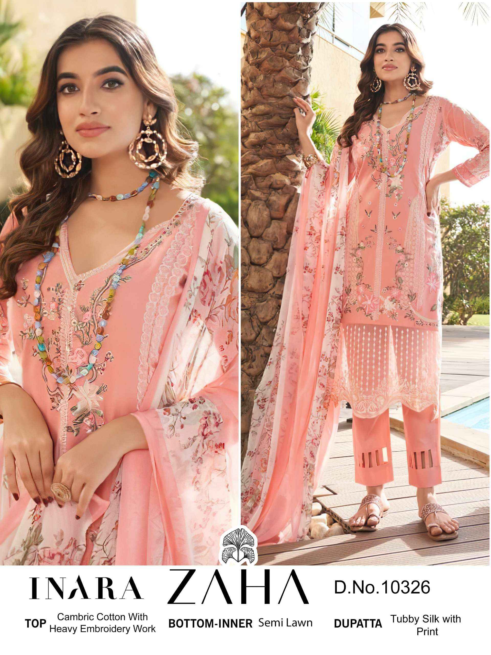 ZAHA INARA VOL 1 COTTON HEAVY EMBROIDERY DESIGNER PAKISTANI SUIT ( 5 PCS CATALOG )