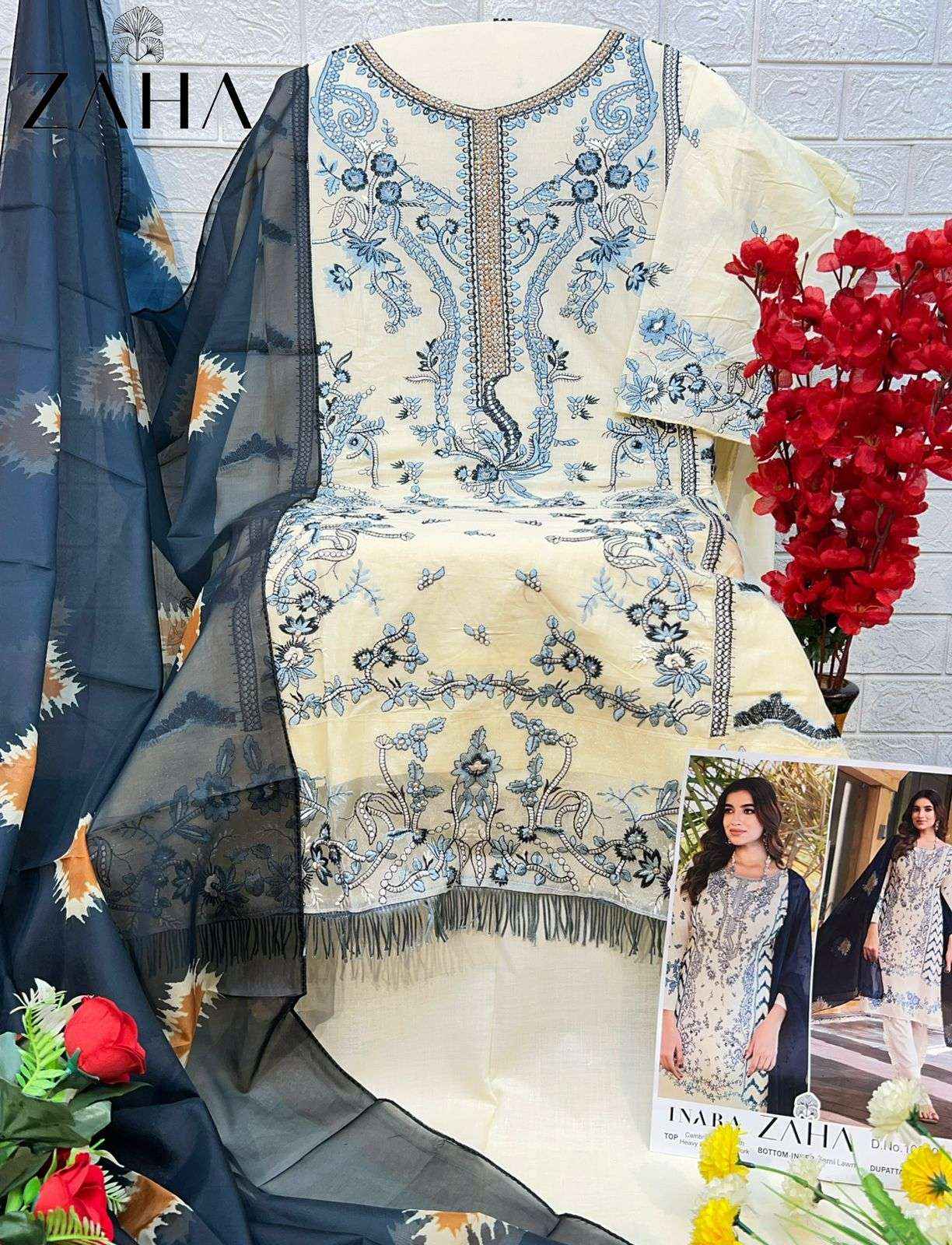 ZAHA INARA VOL 1 COTTON HEAVY EMBROIDERY DESIGNER PAKISTANI SUIT ( 5 PCS CATALOG )