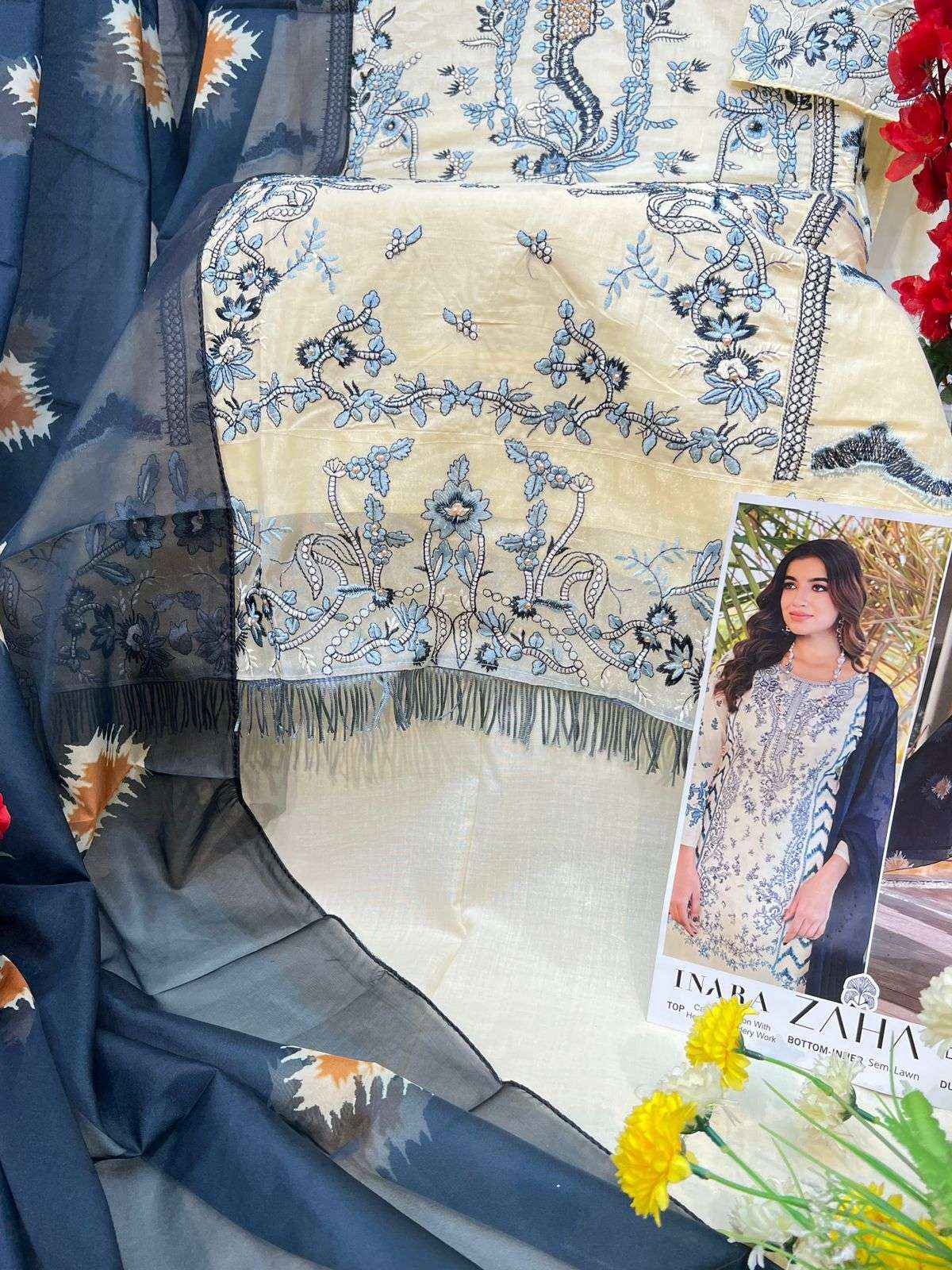 ZAHA INARA VOL 1 COTTON HEAVY EMBROIDERY DESIGNER PAKISTANI SUIT ( 5 PCS CATALOG )