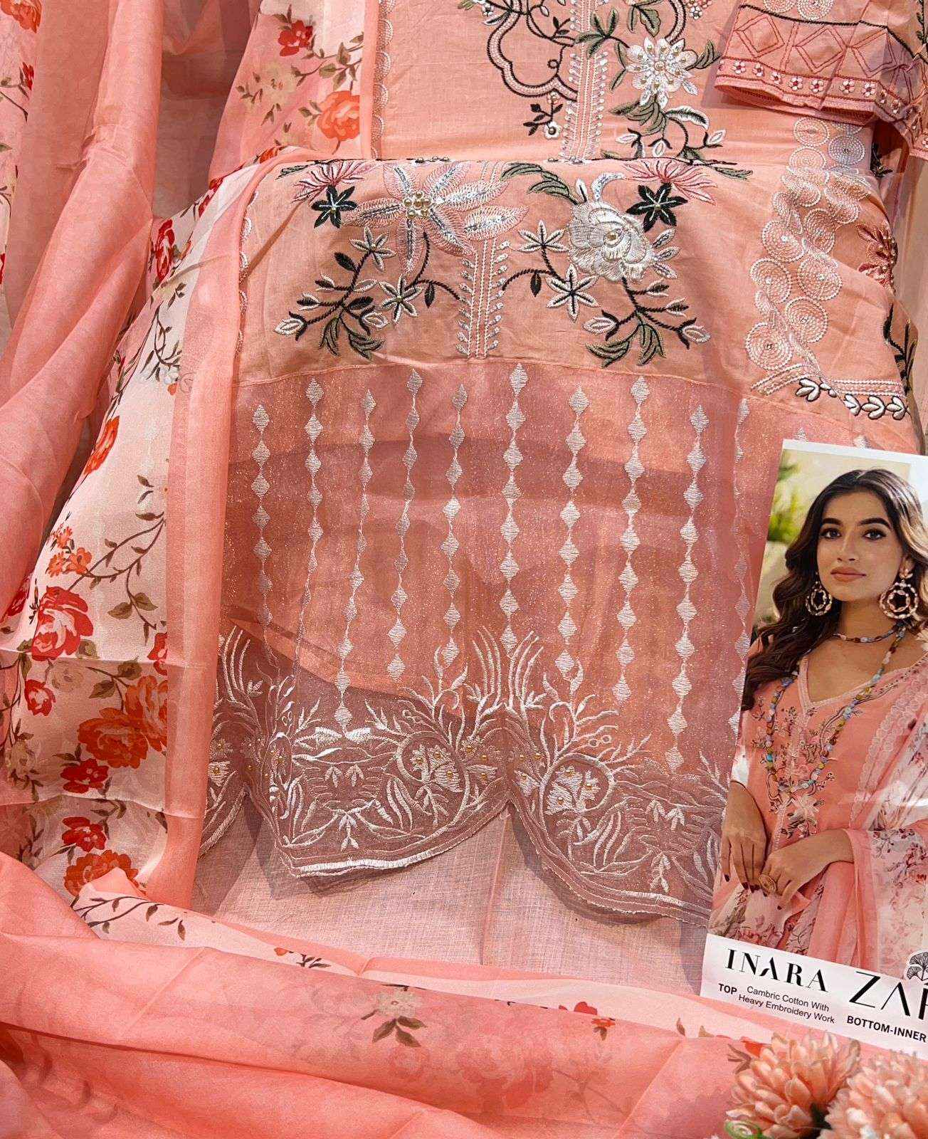 ZAHA INARA VOL 1 COTTON HEAVY EMBROIDERY DESIGNER PAKISTANI SUIT ( 5 PCS CATALOG )