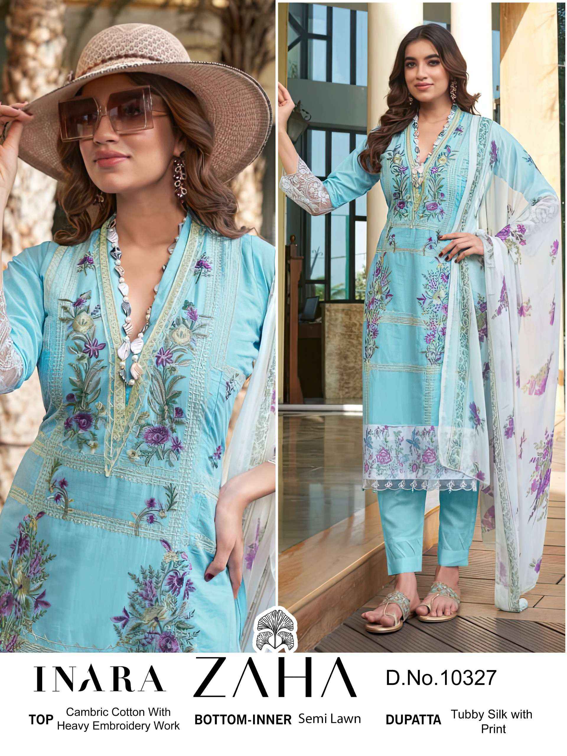 ZAHA INARA VOL 1 COTTON HEAVY EMBROIDERY DESIGNER PAKISTANI SUIT ( 5 PCS CATALOG )