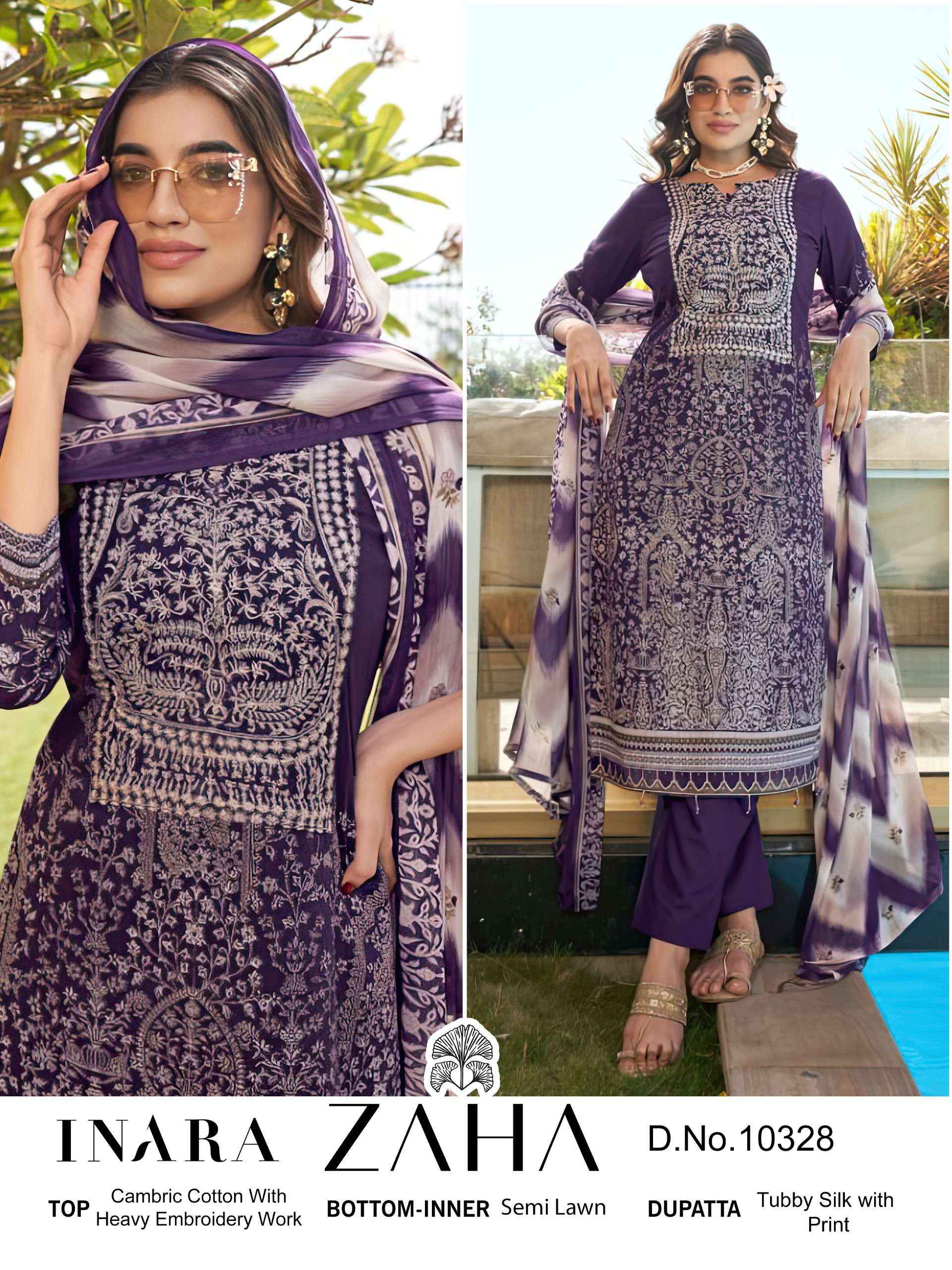 ZAHA INARA VOL 1 COTTON HEAVY EMBROIDERY DESIGNER PAKISTANI SUIT ( 5 PCS CATALOG )