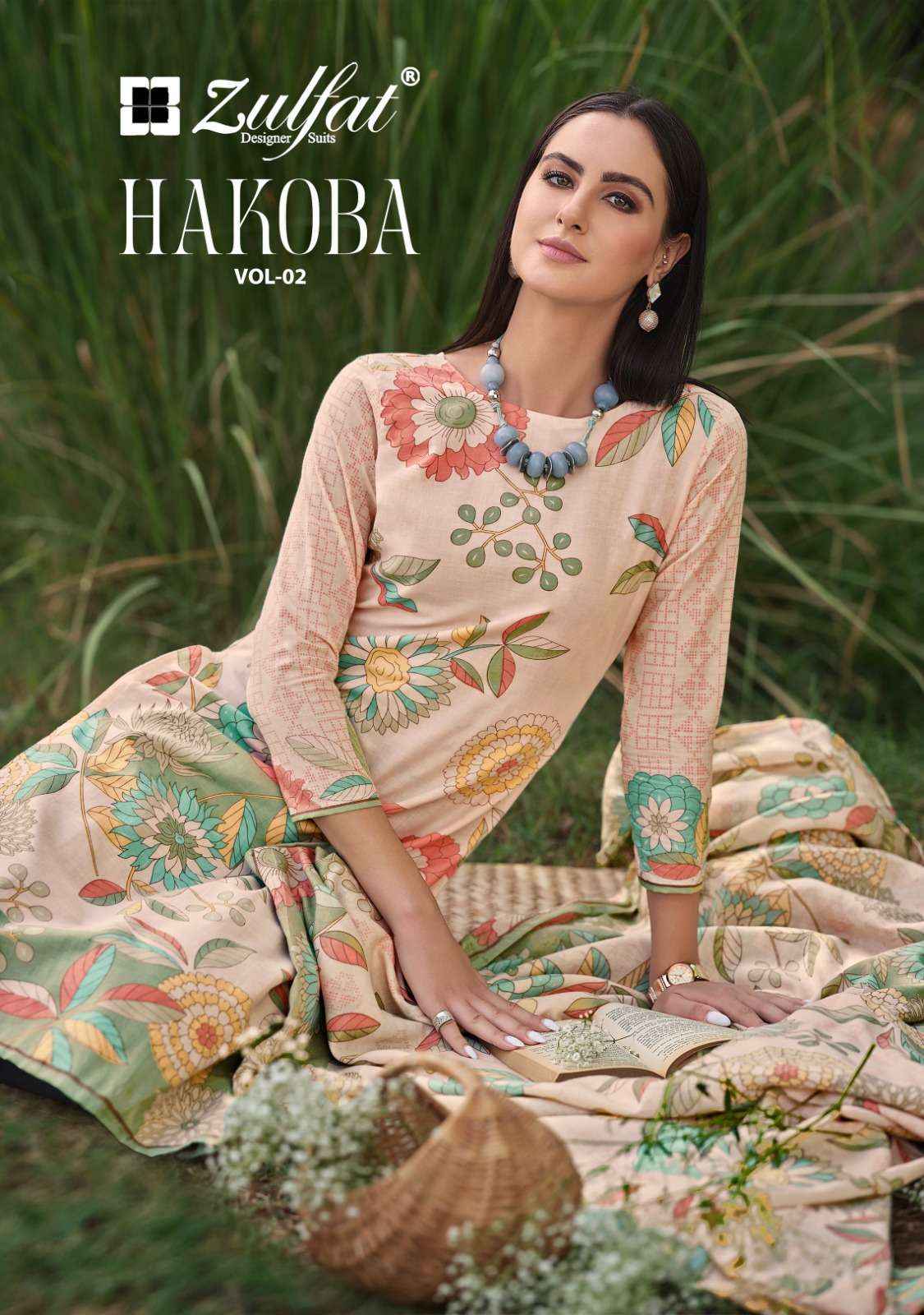 ZULFAT DESIGNER SUITS HAKOBA VOL 2 COTTON DRESS MATERIAL ( 8 PCS CATALOG )