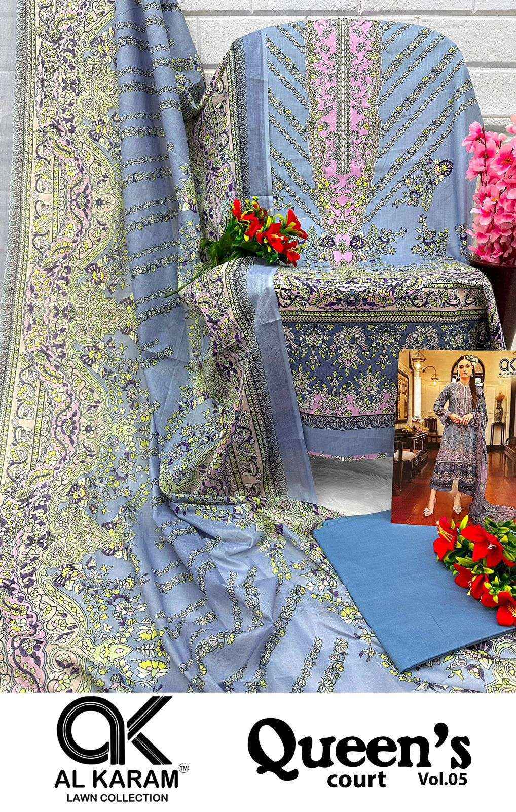 AL KARAM QUEENS COURT VOL 5 COTTON DIGITAL PRINT PAKISTANI SUITS ( 6 PCS CATALOG )