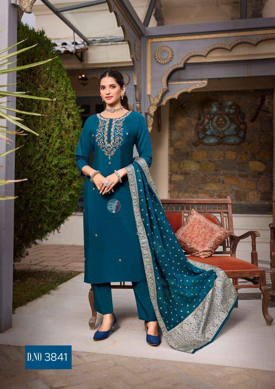 ANJU FABRICS VASTRA VOL 3 SILK BEAUTIFUL DESIGNER SUIT ( 6 PCS CATALOG )