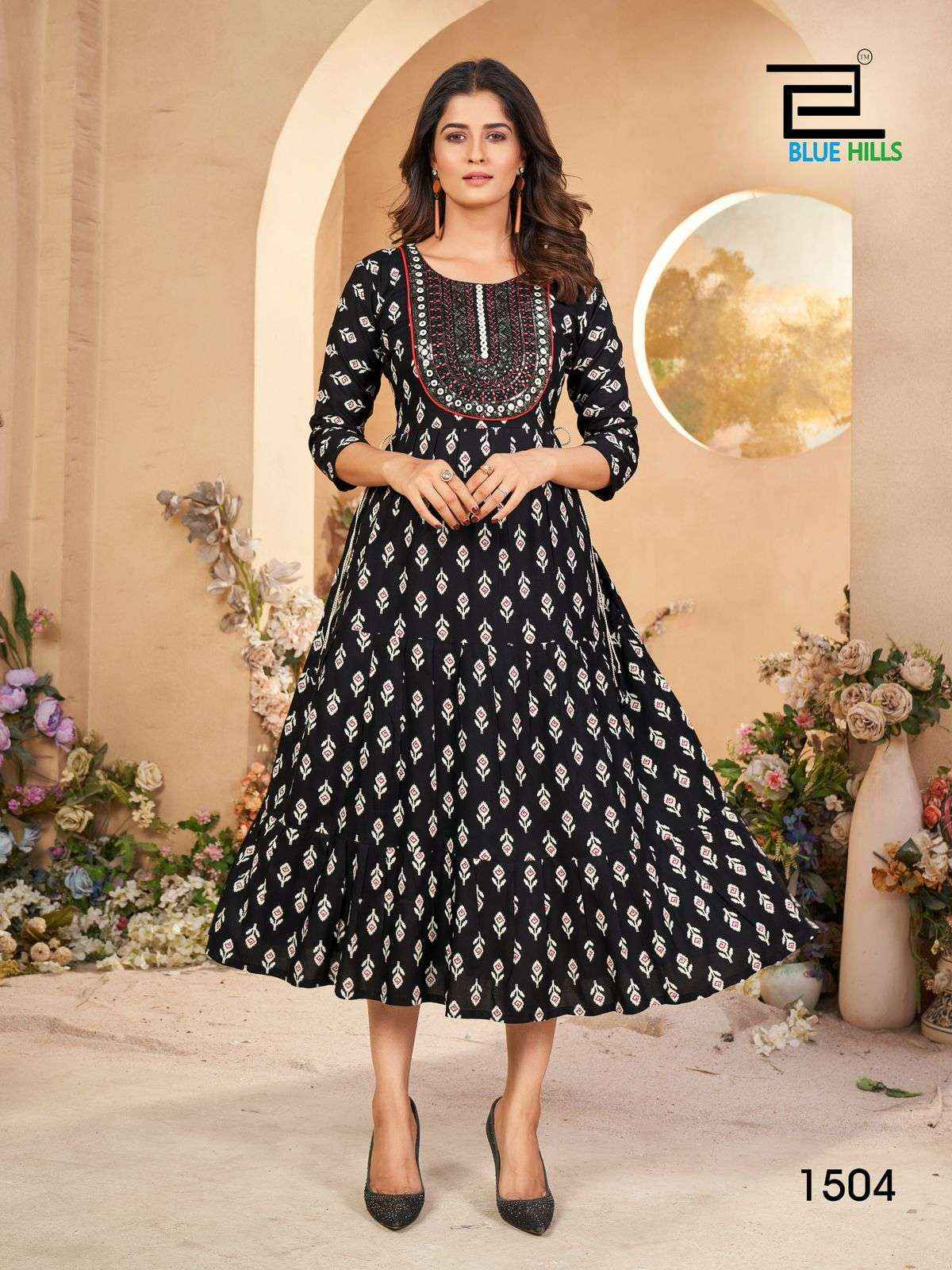 BLUE HILLS SARFARAZ VOL 15 RAYON PRINTS FANCY GOWN ( 4 PCS CATALOG )