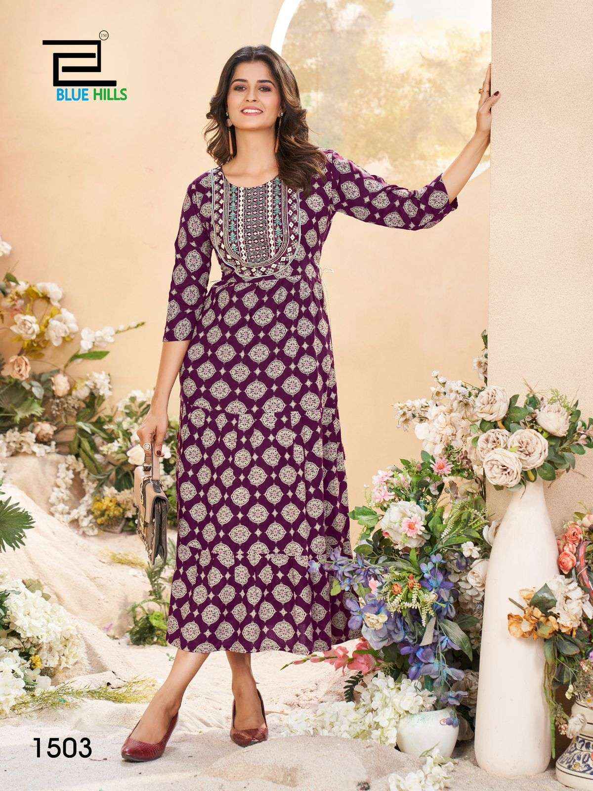 BLUE HILLS SARFARAZ VOL 15 RAYON PRINTS FANCY GOWN ( 4 PCS CATALOG )