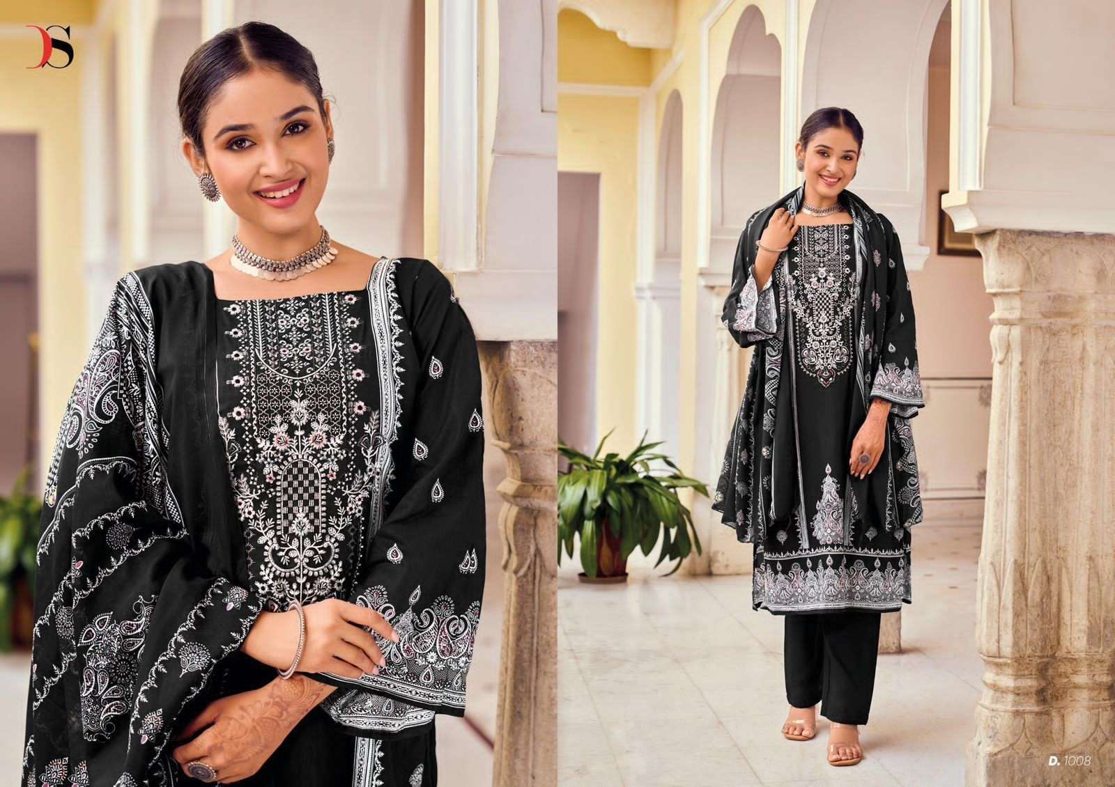 DEEPSY SUITS BLACK BEAUTY COTTON EMBROIDERIES SALWAR KAMEEZ ( 8 PCS CATALOG )