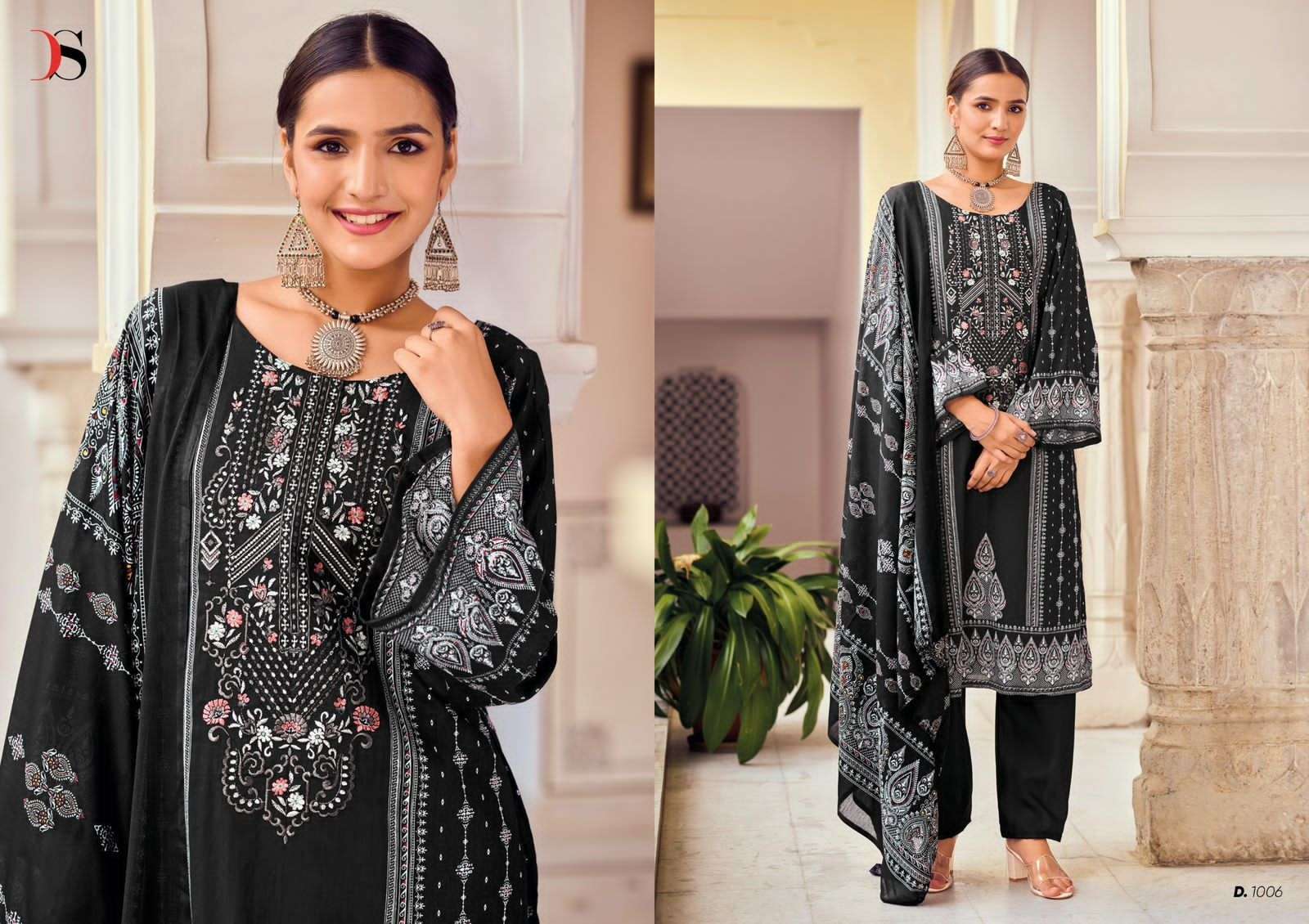 DEEPSY SUITS BLACK BEAUTY COTTON EMBROIDERIES SALWAR KAMEEZ ( 8 PCS CATALOG )