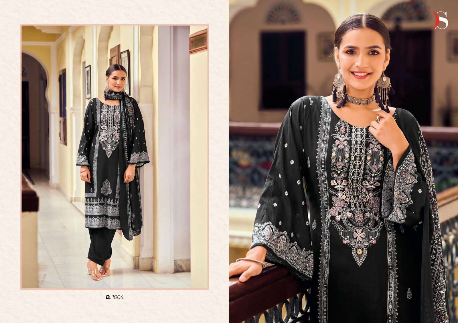 DEEPSY SUITS BLACK BEAUTY COTTON EMBROIDERIES SALWAR KAMEEZ ( 8 PCS CATALOG )