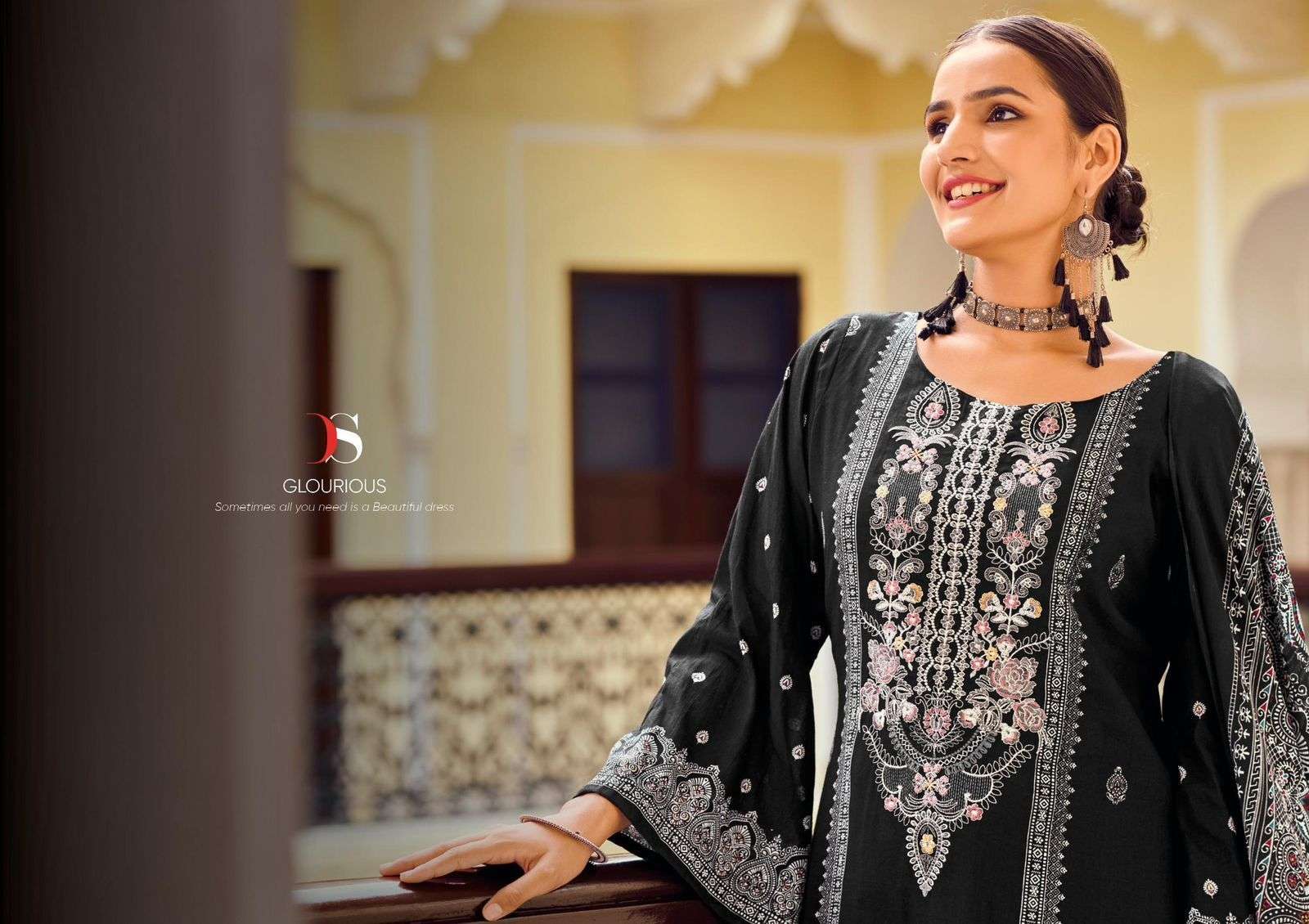 DEEPSY SUITS BLACK BEAUTY COTTON EMBROIDERIES SALWAR KAMEEZ ( 8 PCS CATALOG )