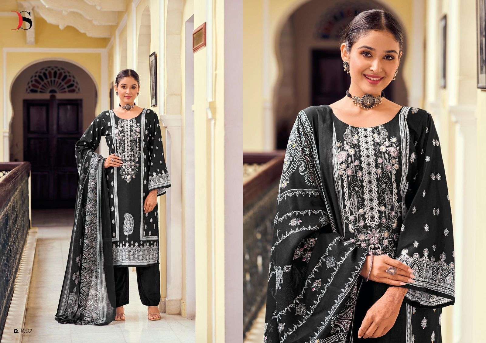 DEEPSY SUITS BLACK BEAUTY COTTON EMBROIDERIES SALWAR KAMEEZ ( 8 PCS CATALOG )