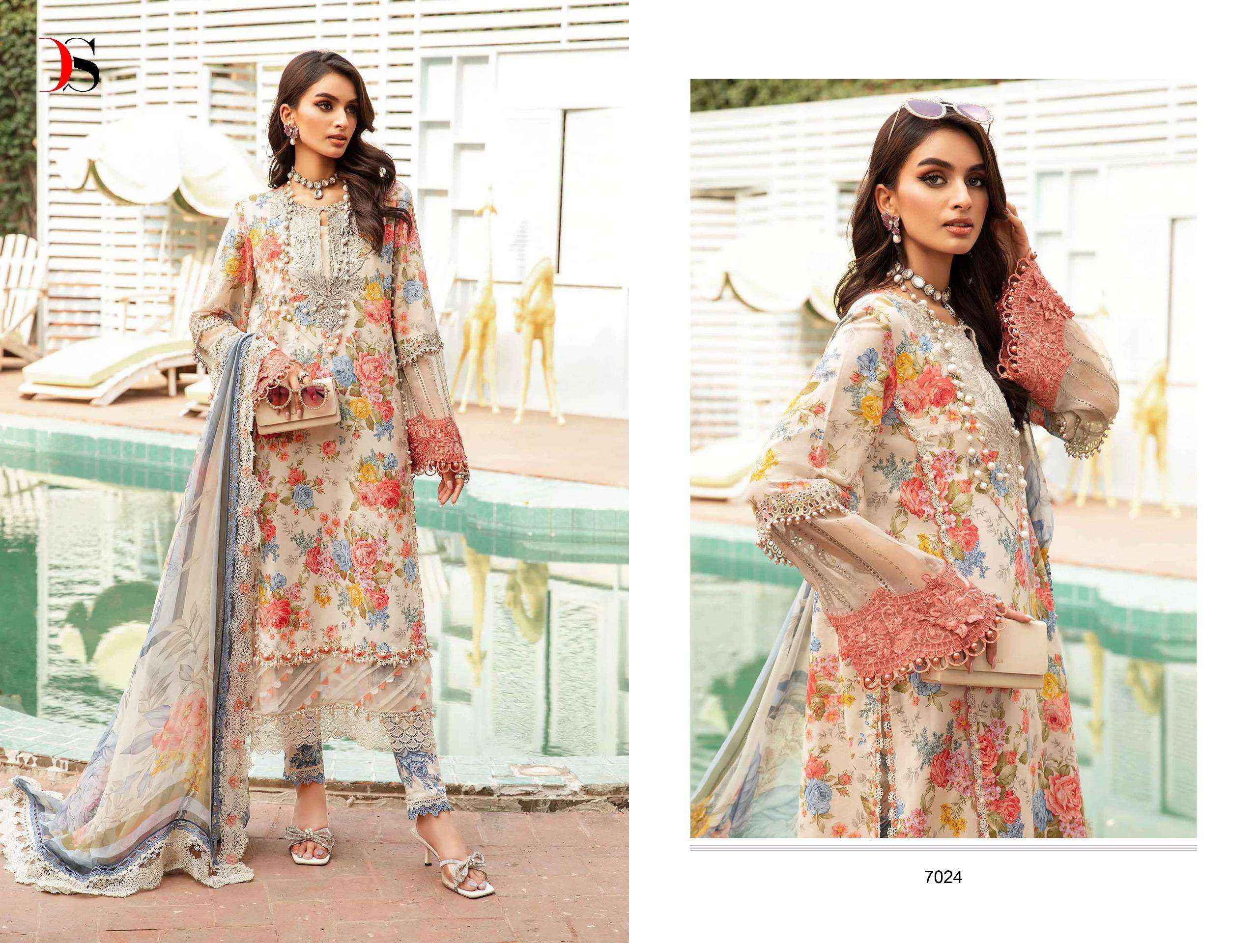 DEEPSY SUITS MARIA B M PRINTS 24 VOL 2 COTTON EMBROIDERIES SALWAR KAMEEZ ( 7 PCS CATALOG ) COTTON DUPATTA