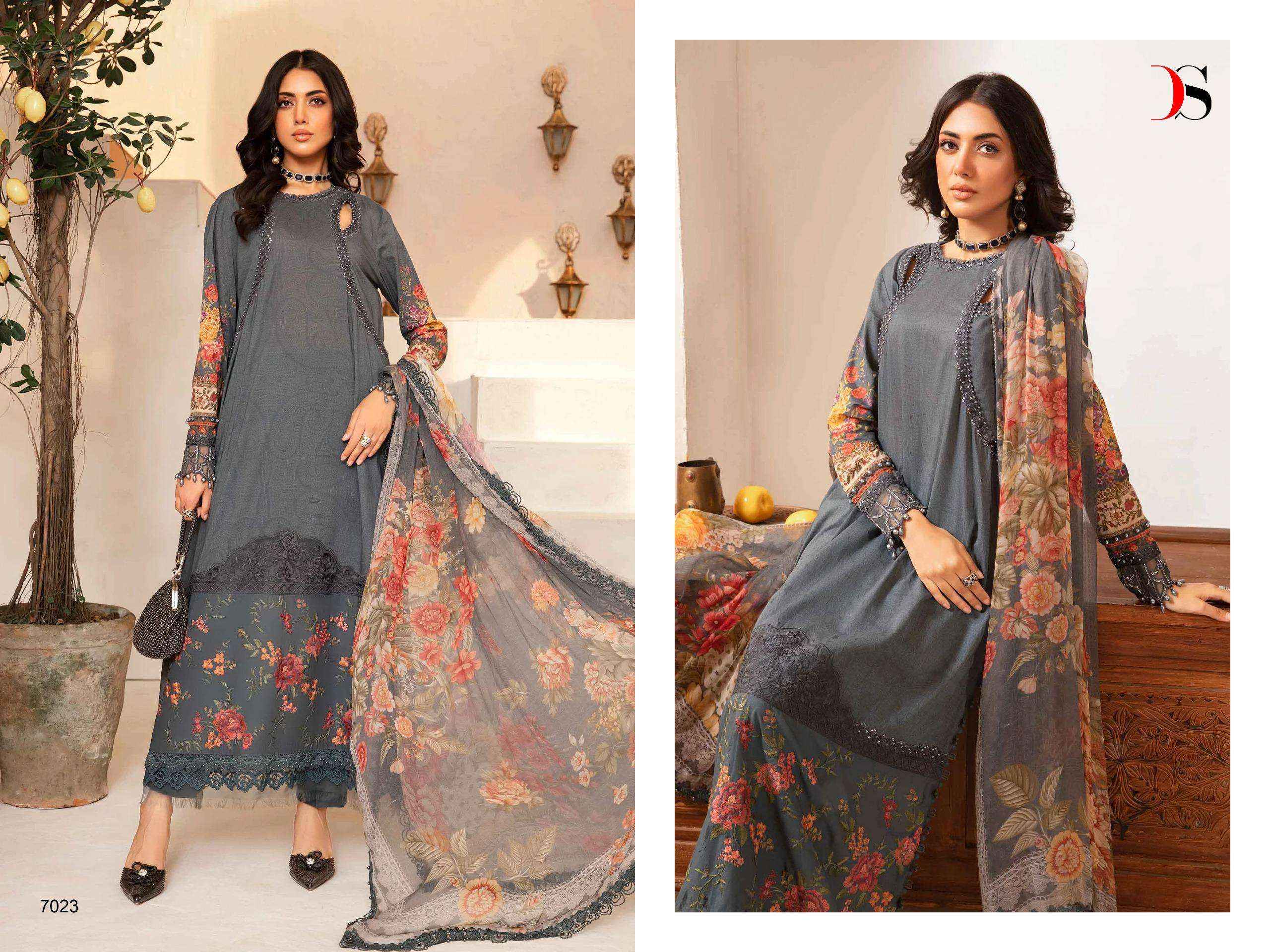 DEEPSY SUITS MARIA B M PRINTS 24 VOL 2 COTTON EMBROIDERIES SALWAR KAMEEZ ( 7 PCS CATALOG ) COTTON DUPATTA