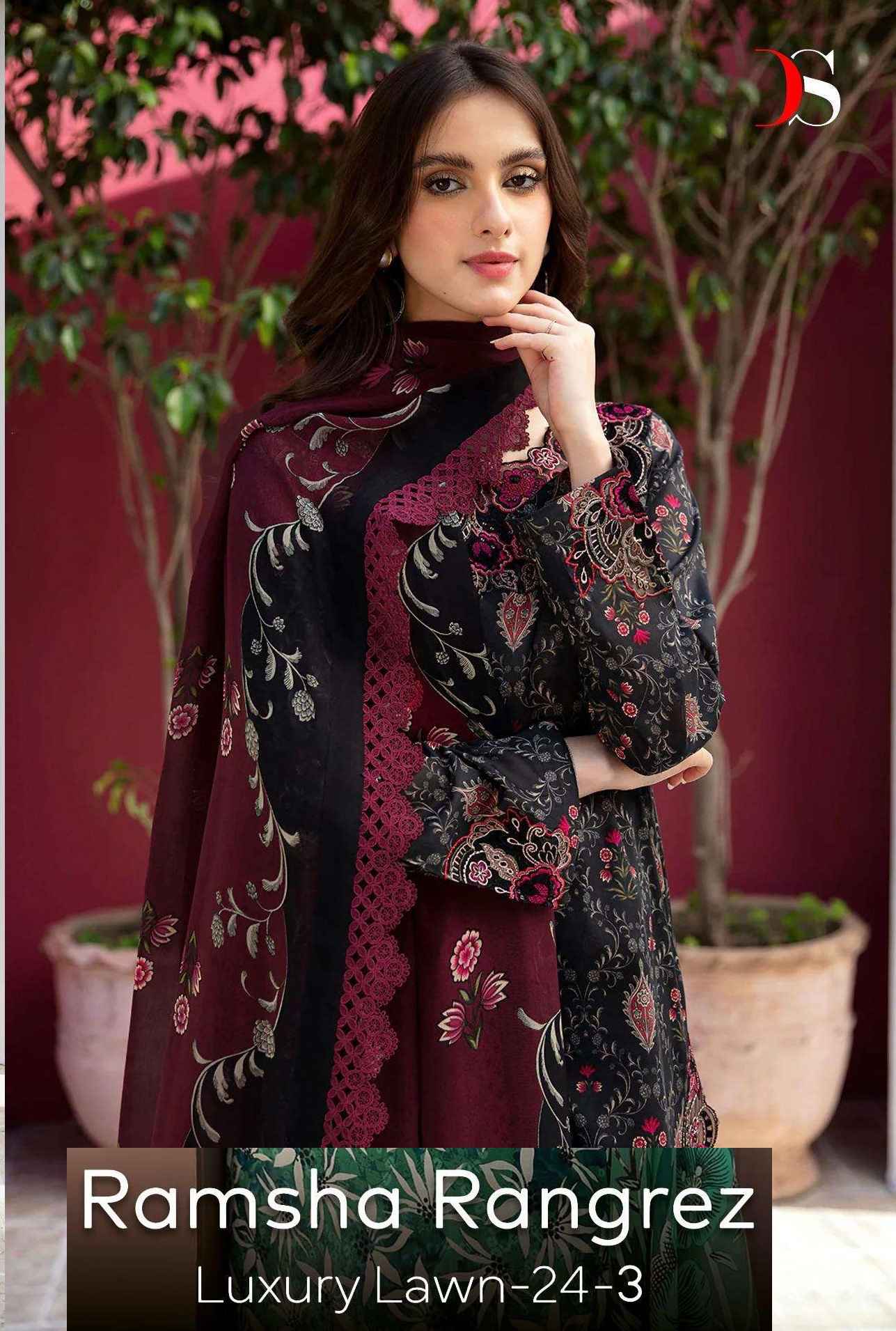 DEEPSY SUITS RAMSHA RUNGREZ LUXURY LAWN 24 VOL 3 COTTON DRESS MATERIAL ( 6 PCS CATALOG )