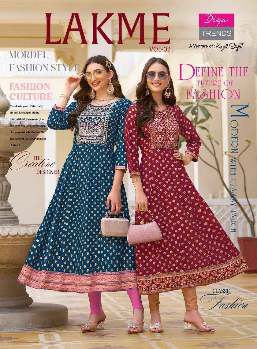 DIYA TRENDS LAKME VOL 2 RAYON FANCY LADIES GOWN ( 8 PCS CATALOG )