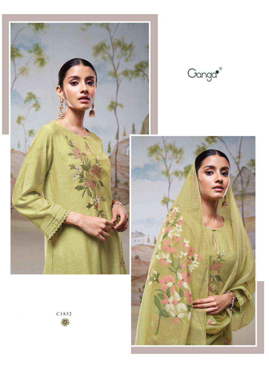 Ganga Fashion Nyssa C1831 TO C1836 Bemberg Silk Dress Material ( 6 Pcs Catalog )