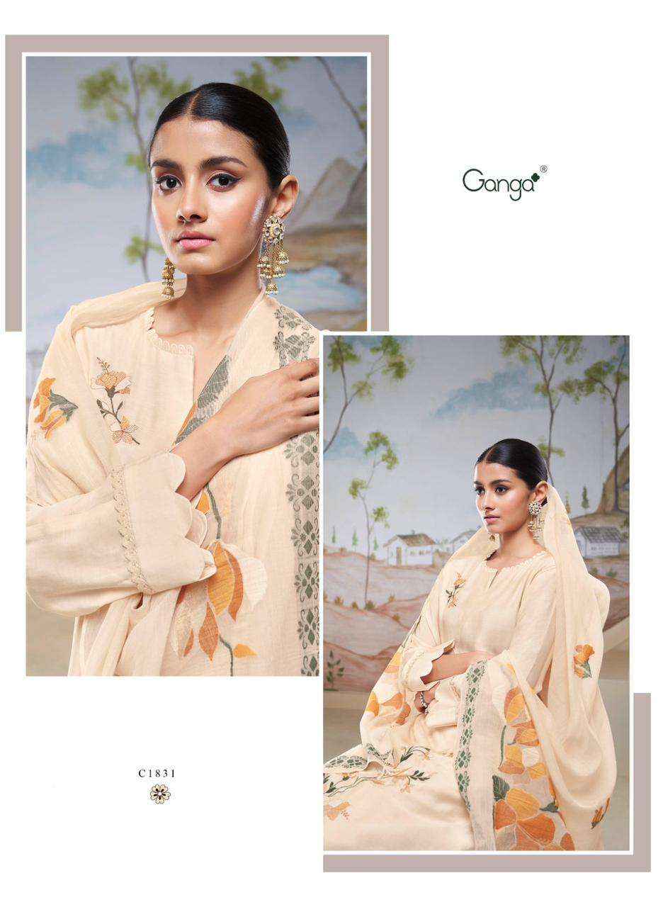 Ganga Fashion Nyssa C1831 TO C1836 Bemberg Silk Dress Material ( 6 Pcs Catalog )