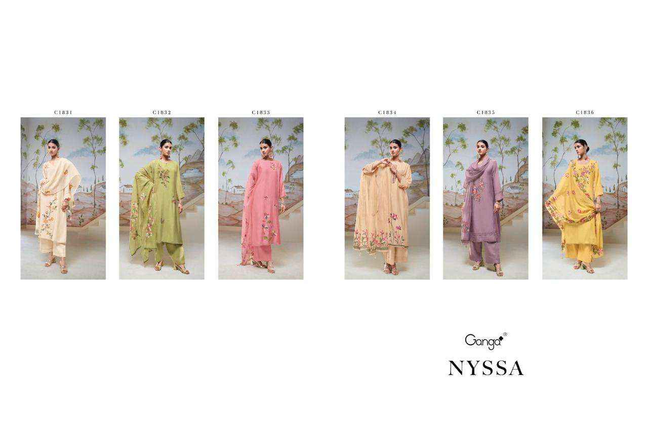 Ganga Fashion Nyssa C1831 TO C1836 Bemberg Silk Dress Material ( 6 Pcs Catalog )