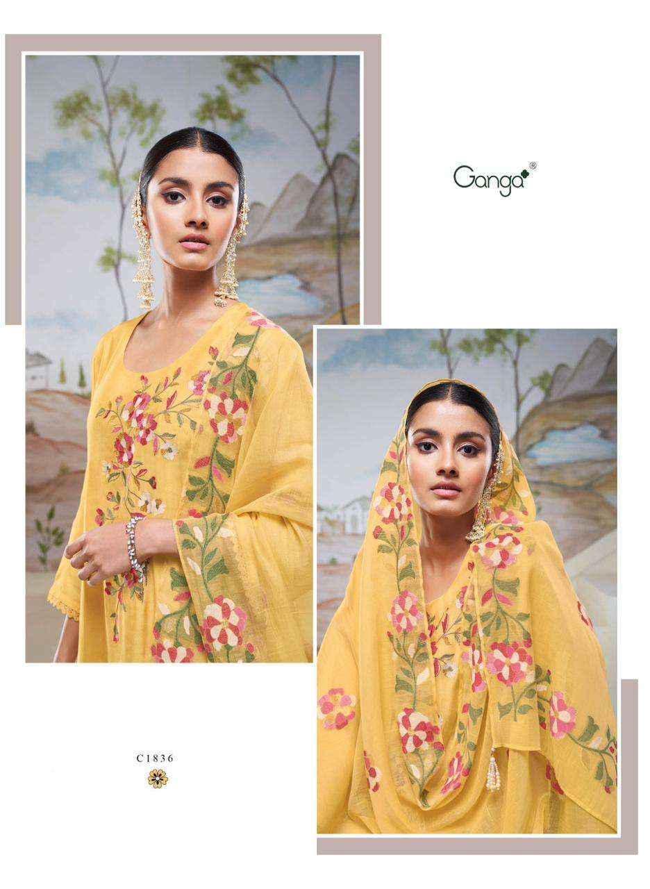 Ganga Fashion Nyssa C1831 TO C1836 Bemberg Silk Dress Material ( 6 Pcs Catalog )