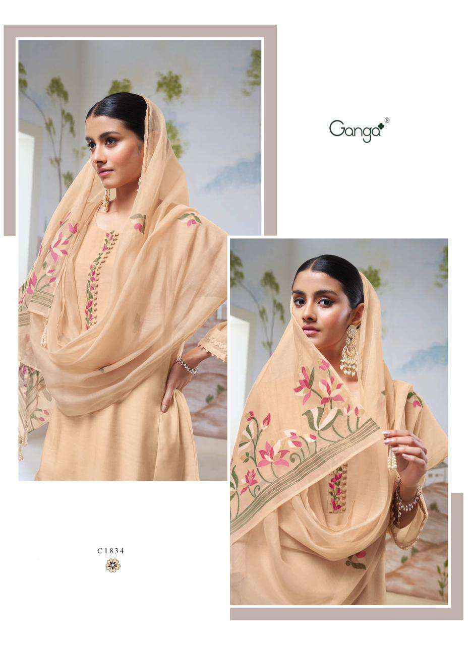 Ganga Fashion Nyssa C1831 TO C1836 Bemberg Silk Dress Material ( 6 Pcs Catalog )